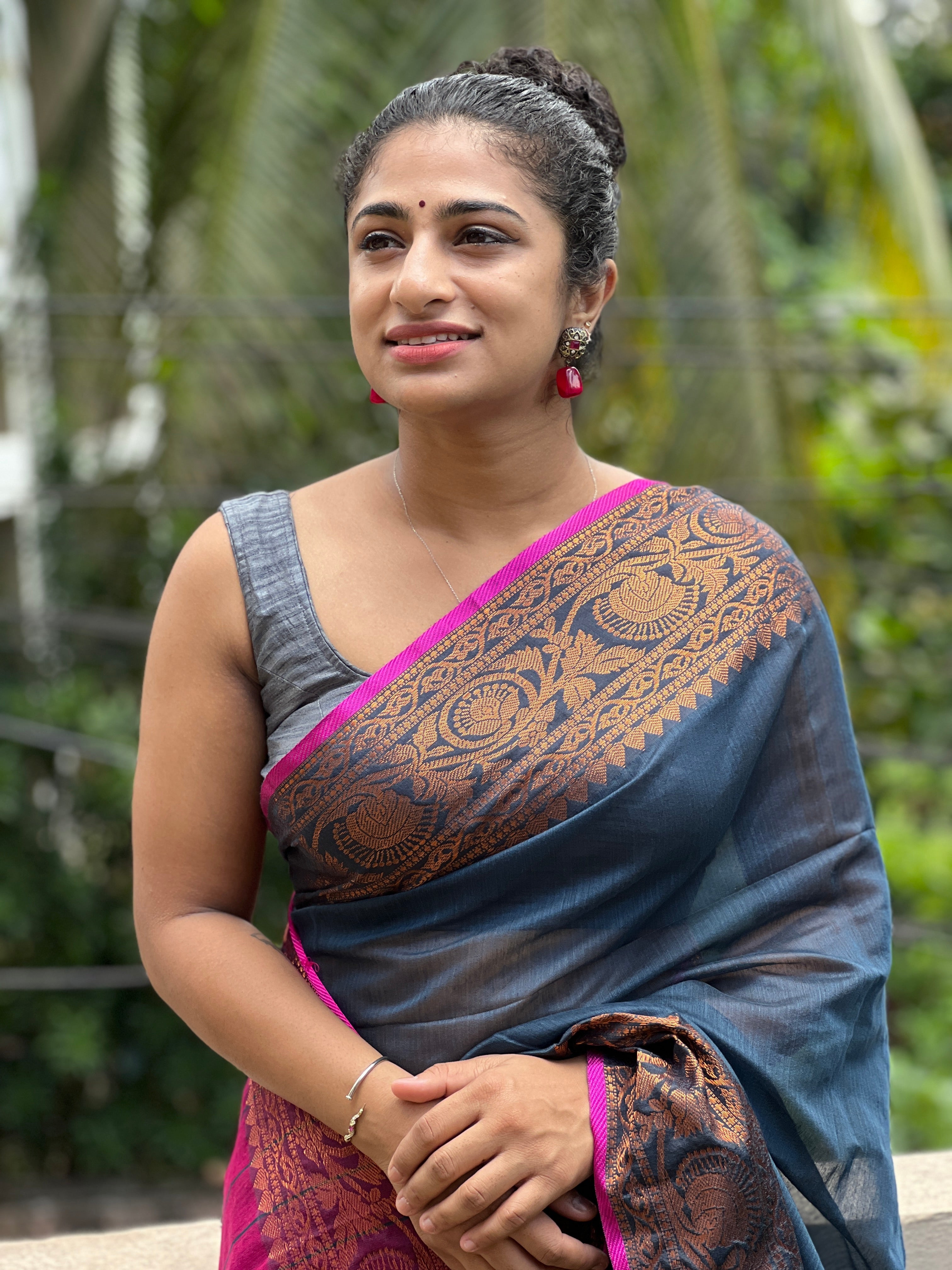 Copper Zari  Weaving Mercerized Cotton Saree | SA170