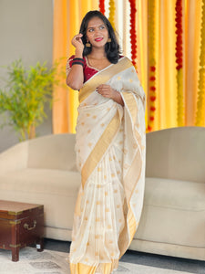 Zari Butta Weaved Semi Silk Saree | HT193