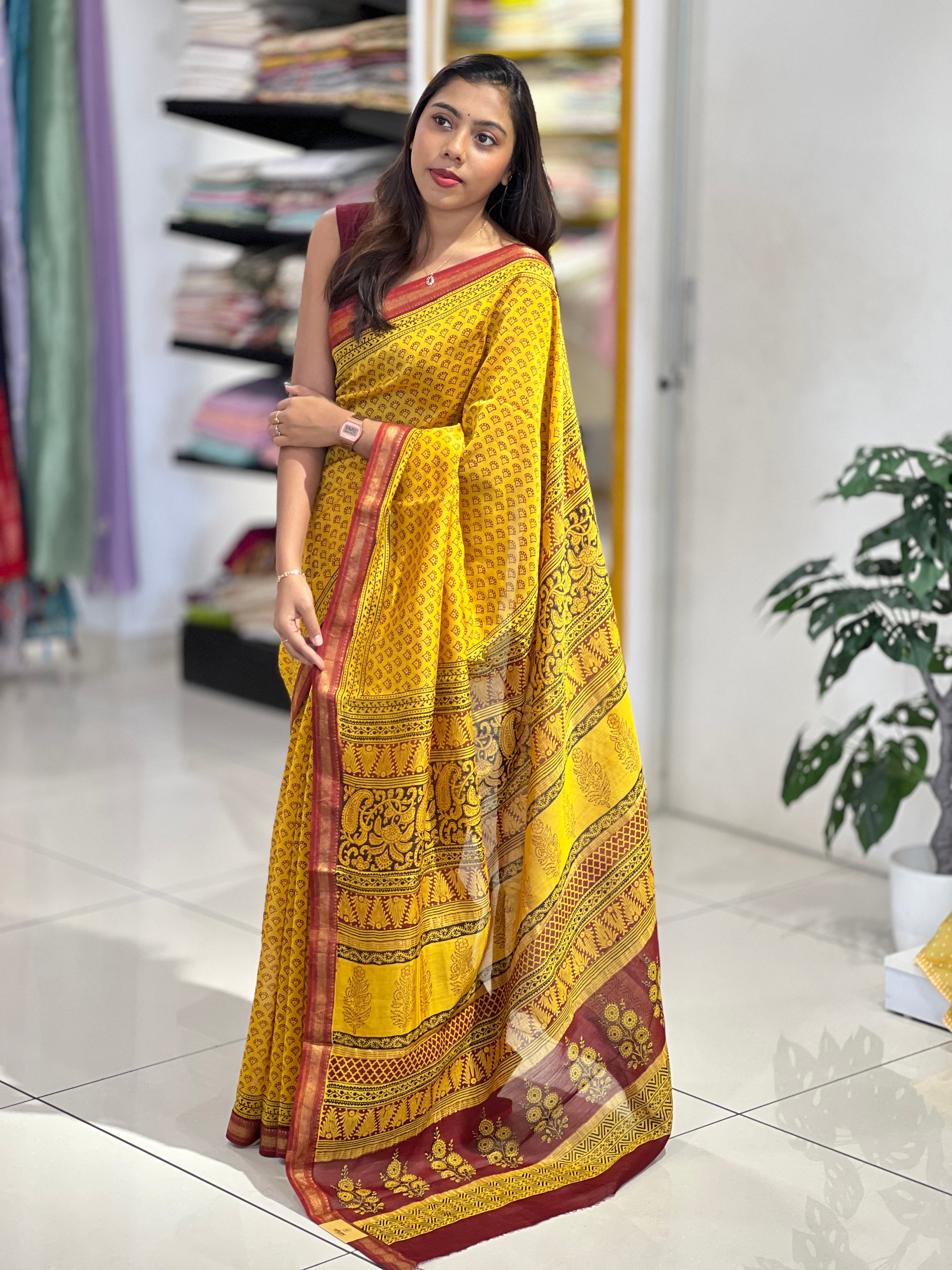Mangalgiri Border Detailed Chanderi Saree | SVF187