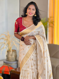 Zari Butta Weaved Semi Silk Saree | HT193