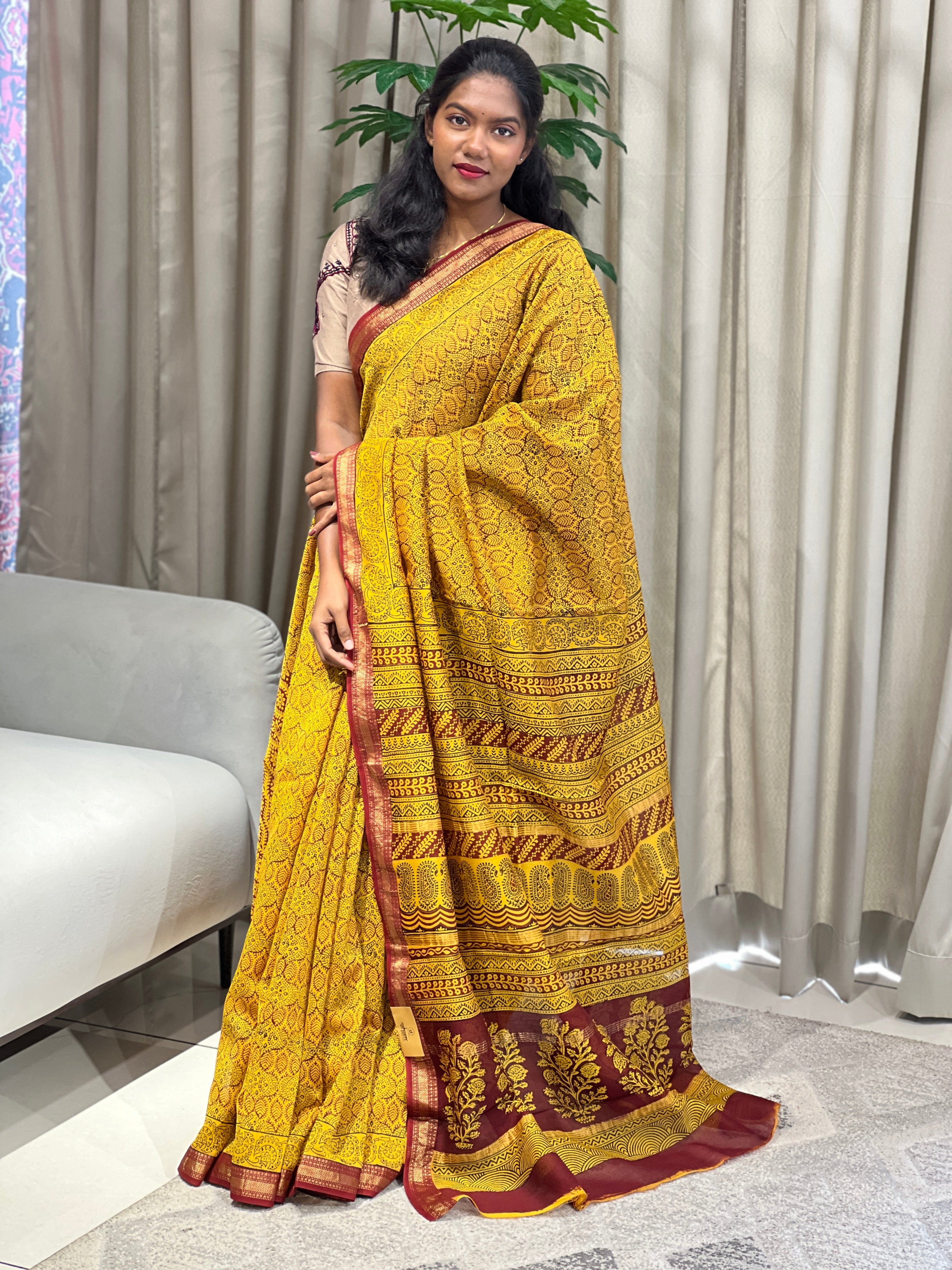 Mangalgiri Border Detailed Chanderi Saree |SVF190