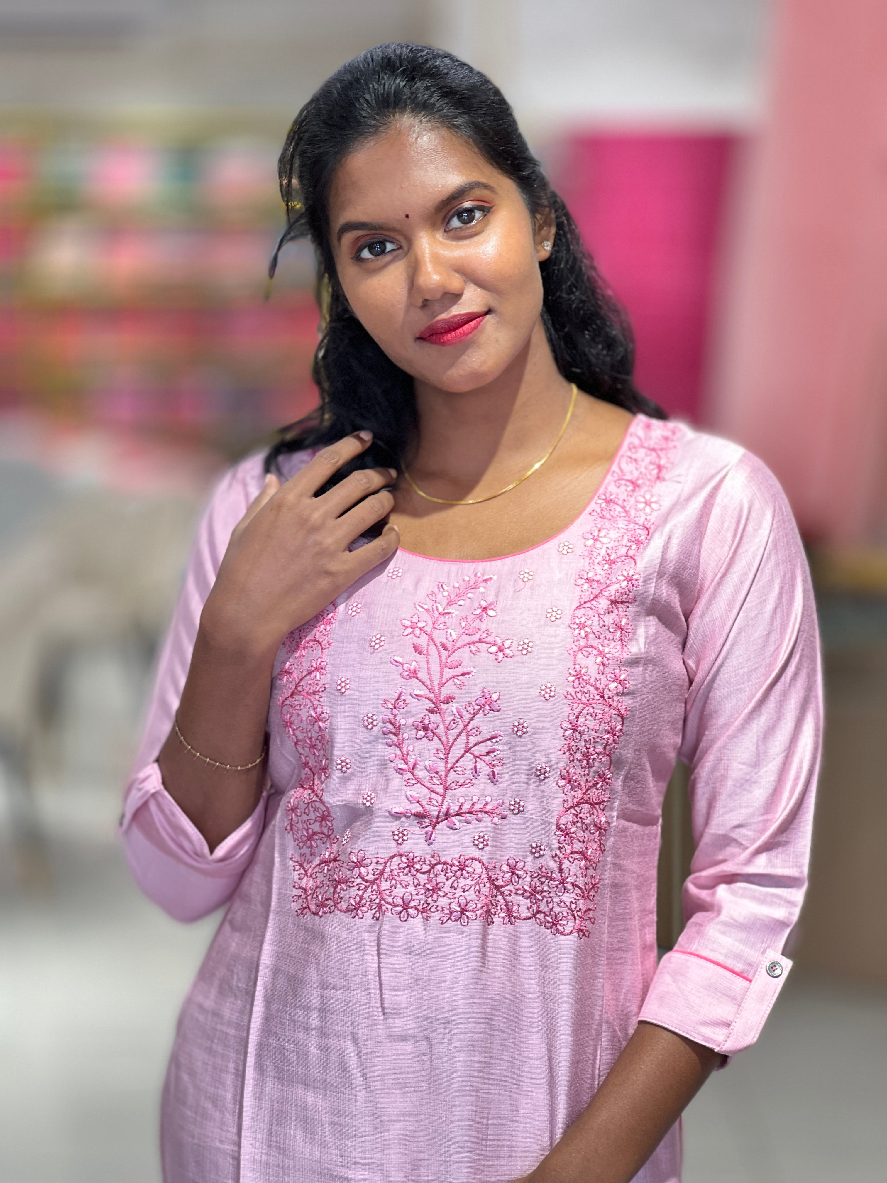 Yoke Machine Embroidery Pattern Rayon Finish Kurta | YAS151