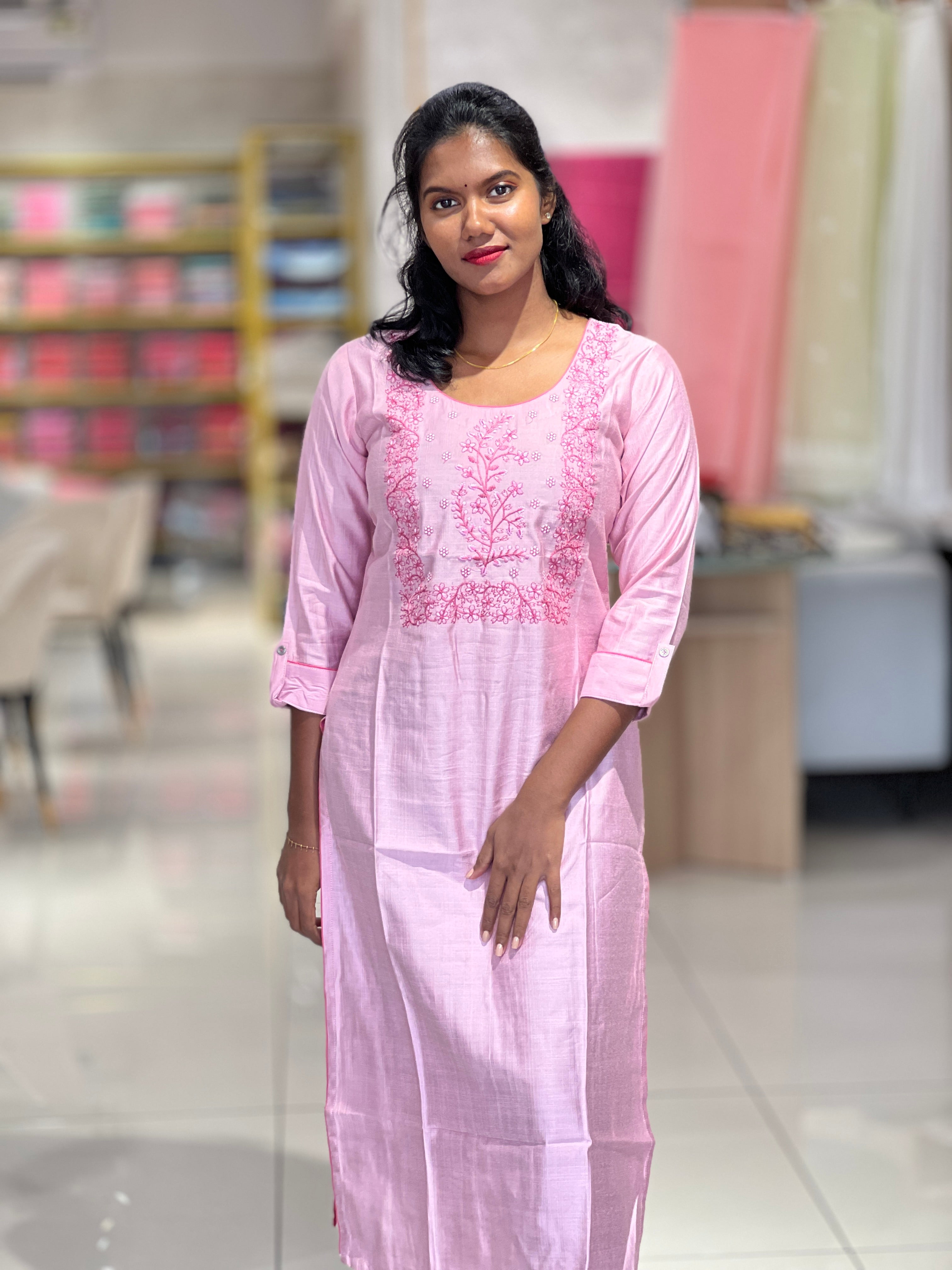 Yoke Machine Embroidery Pattern Rayon Finish Kurta | YAS151