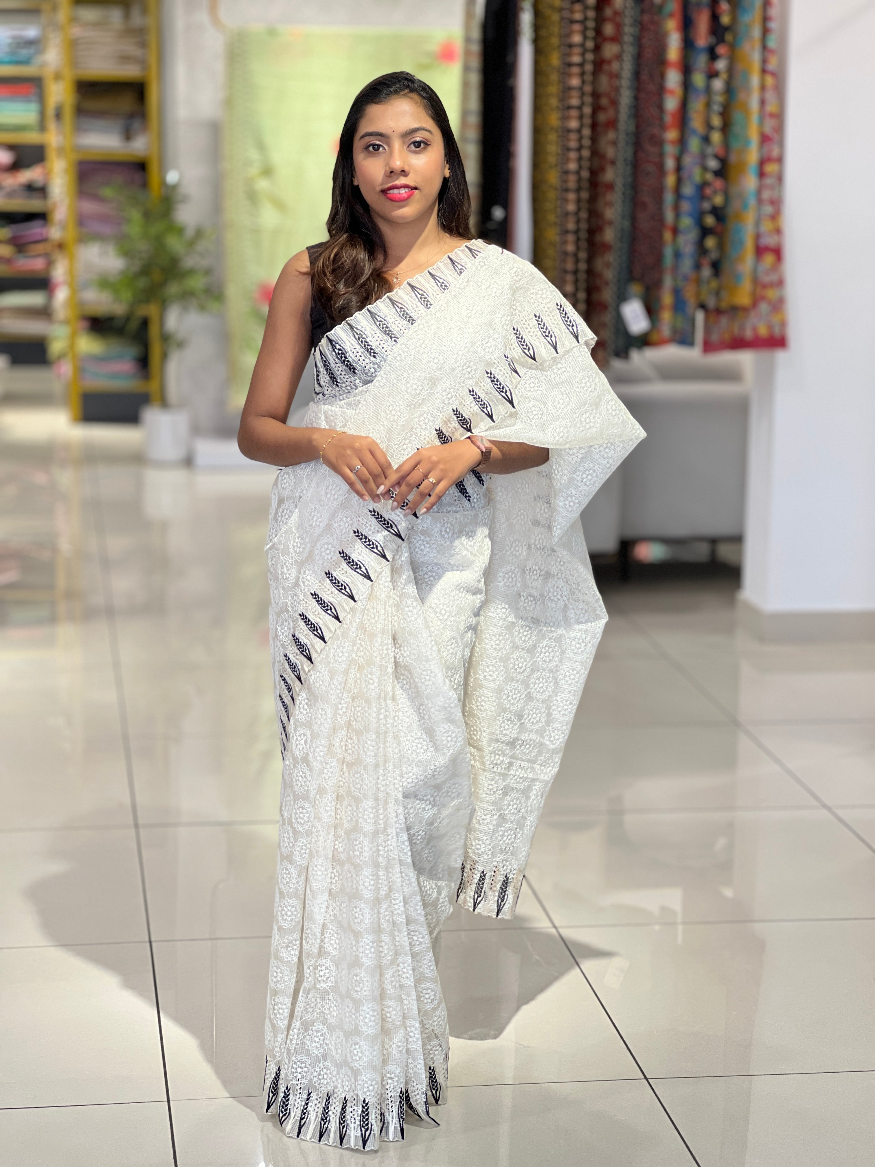 Floral Embroidery Detailed Tepchi Kota Saree | PNS283