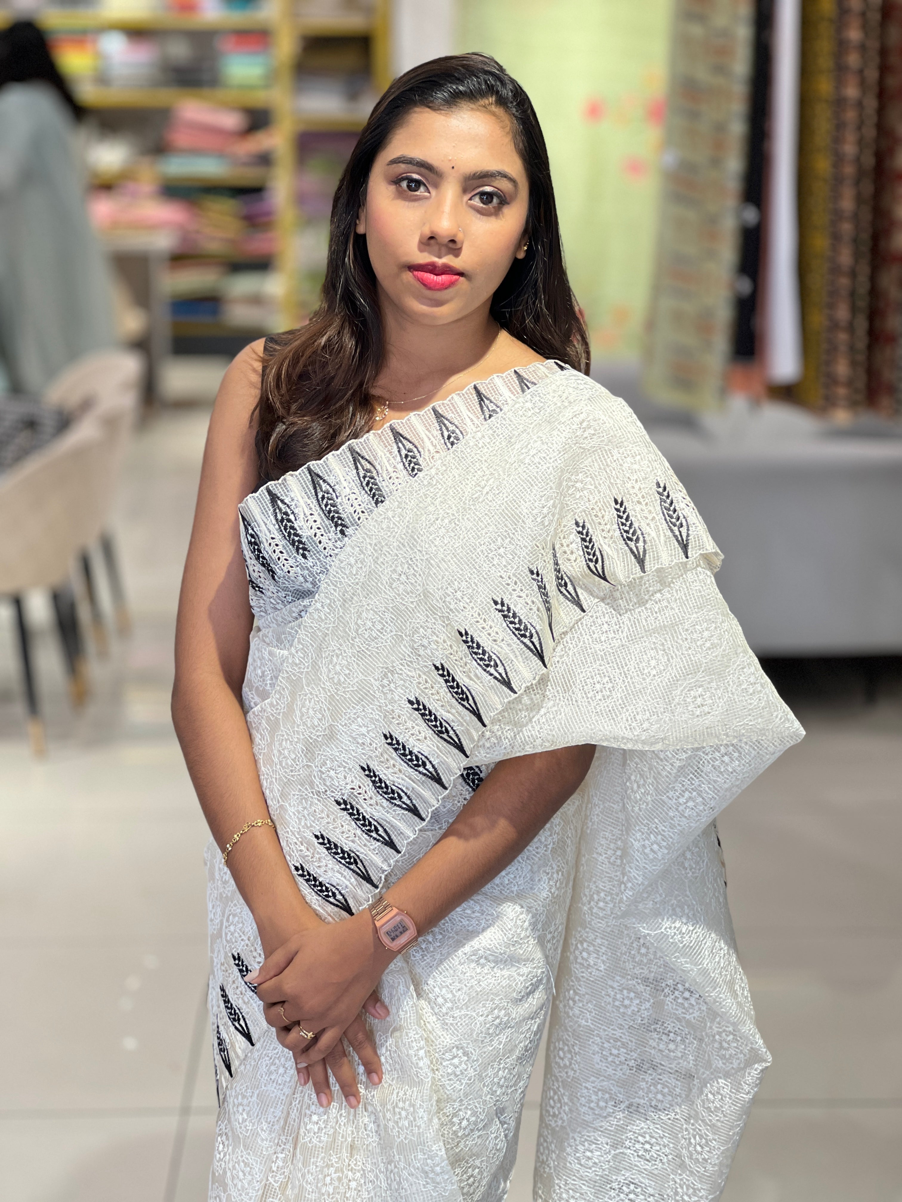 Floral Embroidery Detailed Tepchi Kota Saree | PNS283
