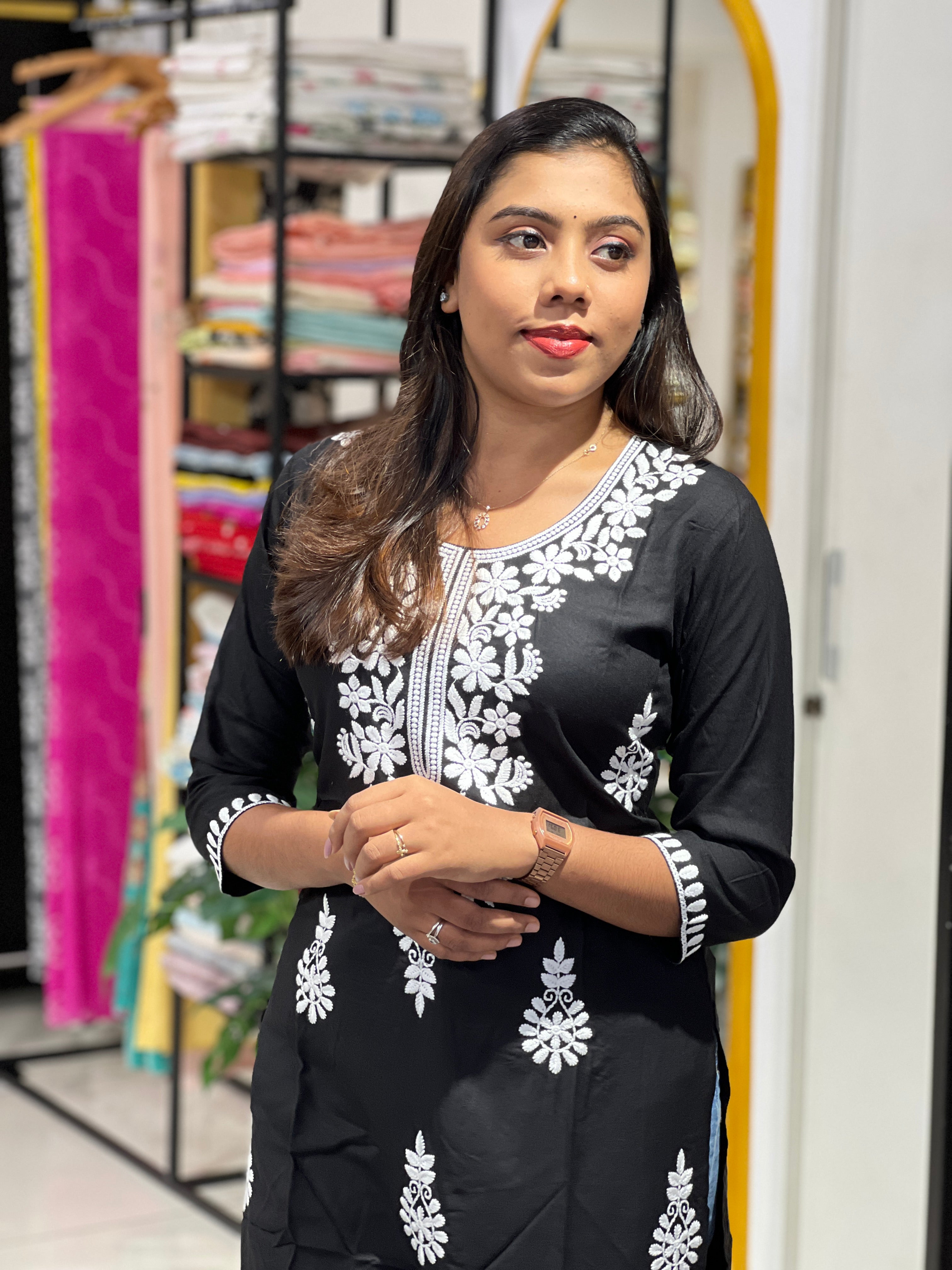 Machine Embroidered Cotton Kurta | FW398