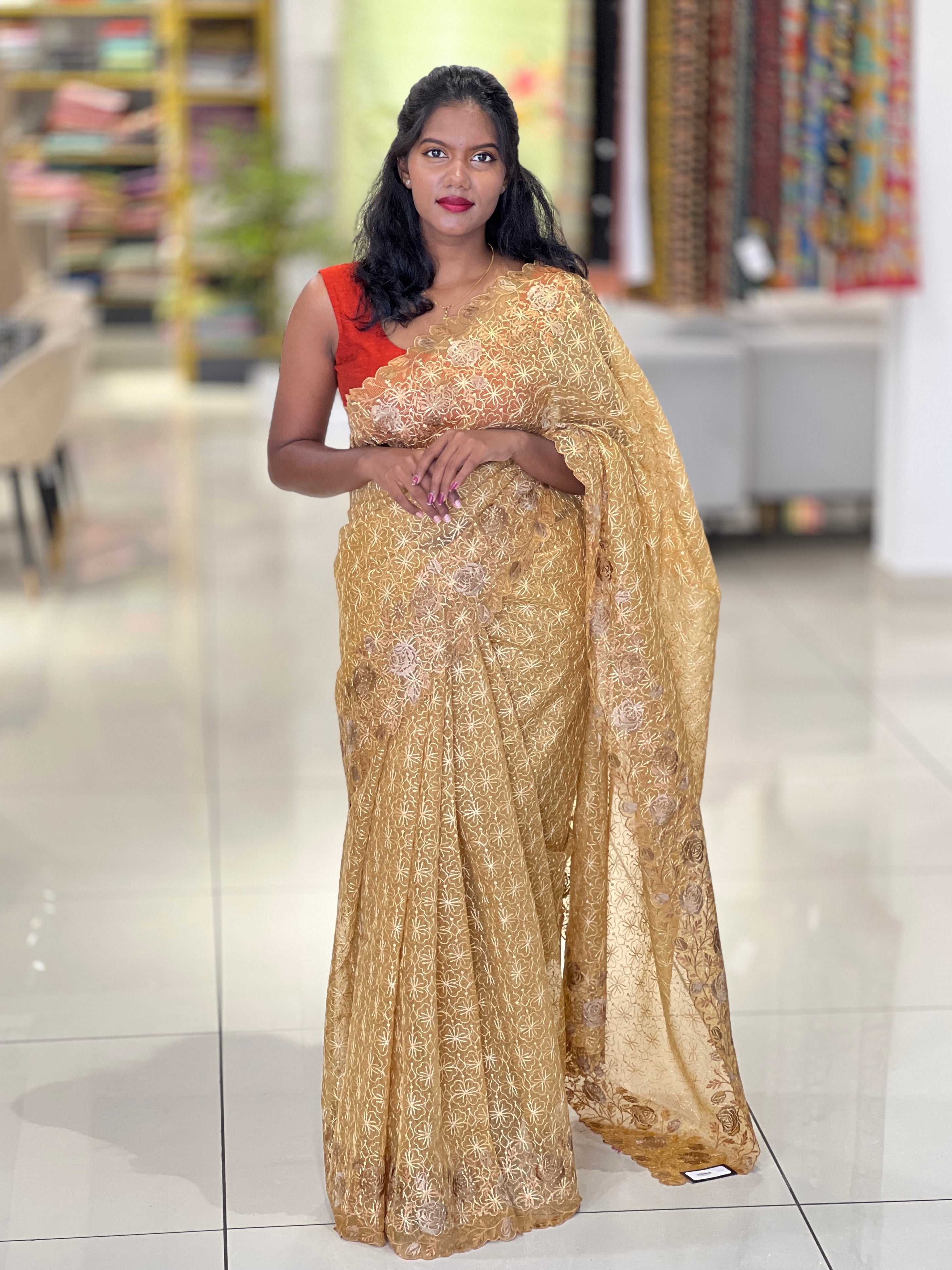 Machine Embroidery Detailed Tepchi Kota Saree | PNS275