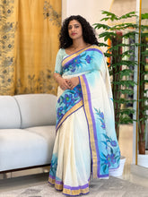 Floral Painted Cotton Saree | AS527