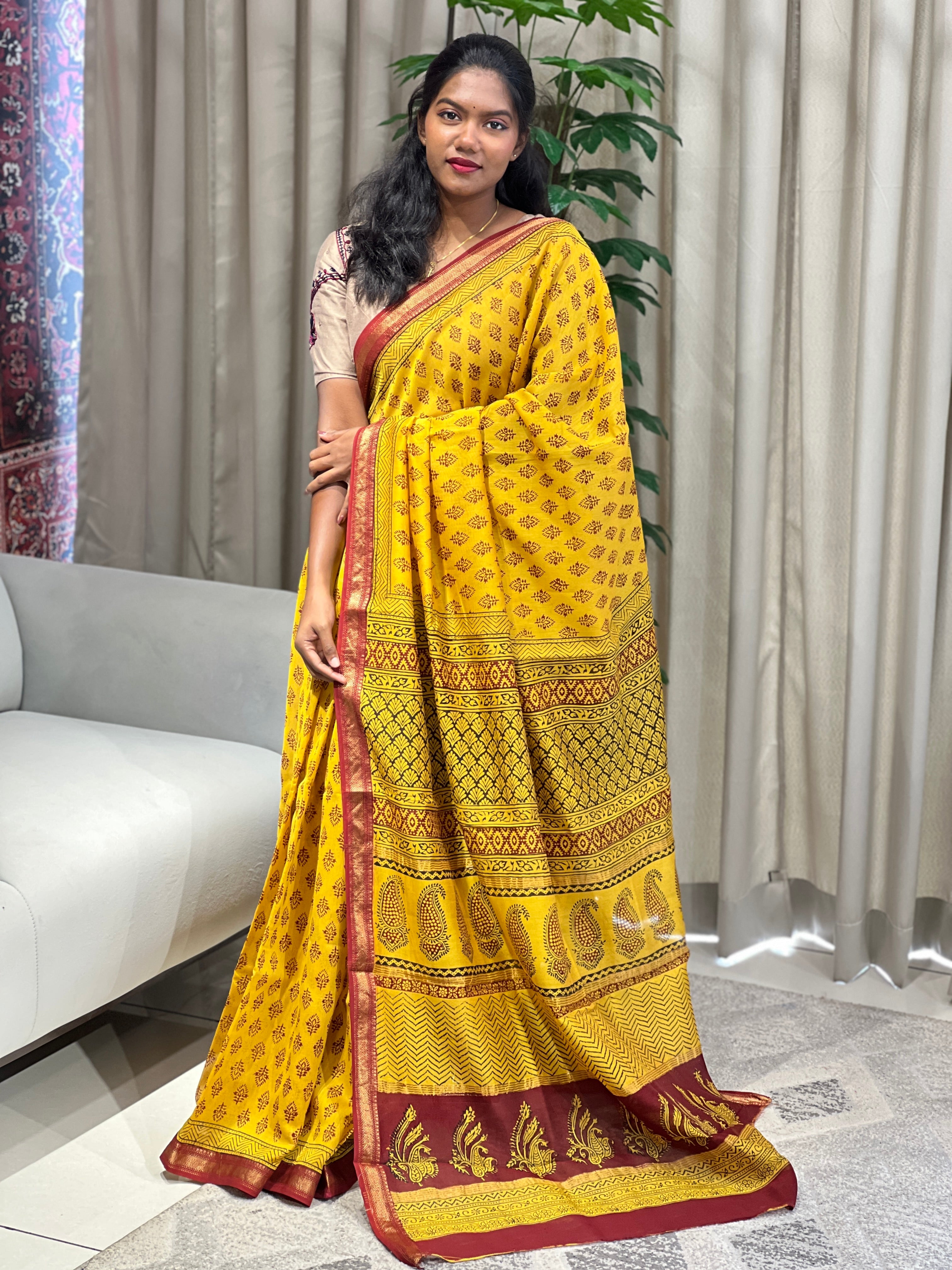 Mangalgiri Border Detailed Chanderi Saree | SVF188