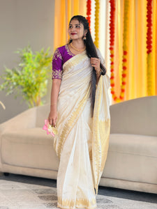 Traditional Tissue Weaving Patterned Semi Silk Saree | SSN177