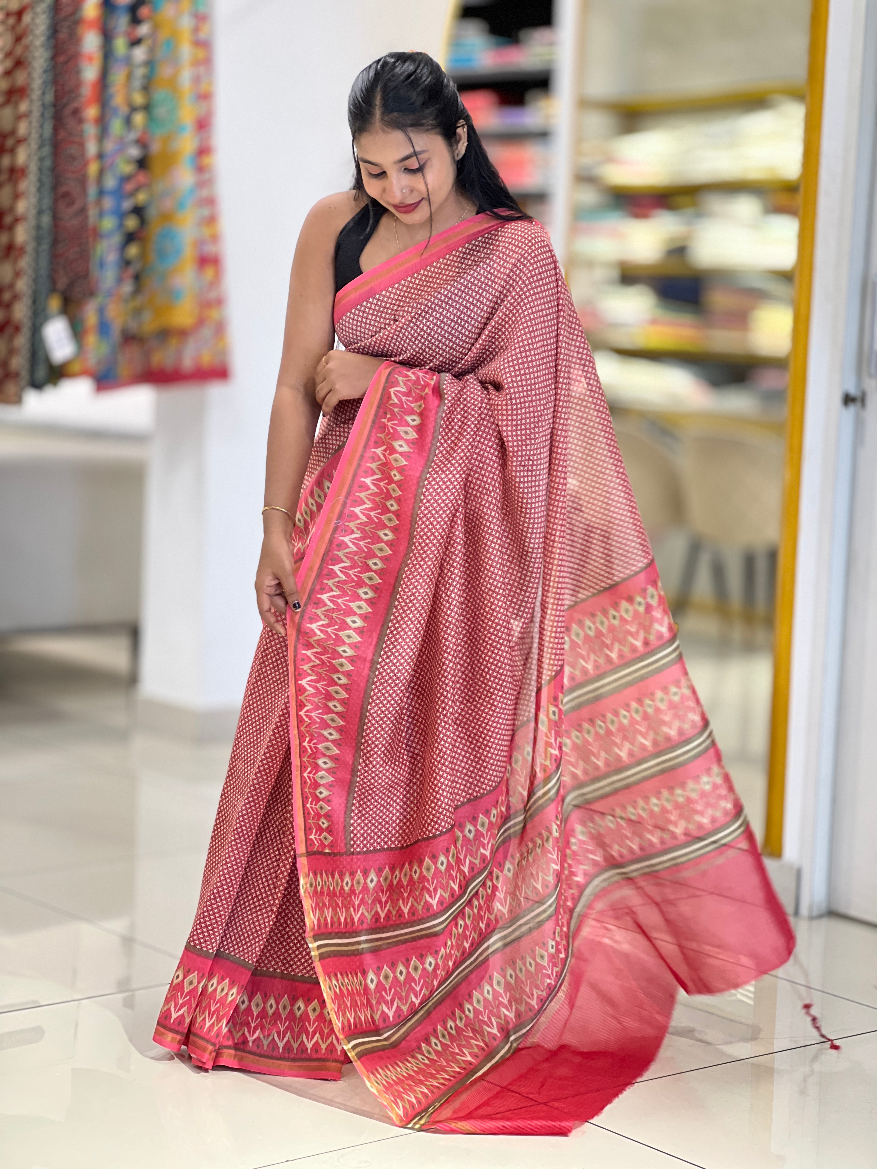 Screen Printed Chanderi Saree | RGD186