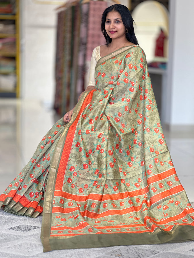 Floral Printed Pattern Chanderi Saree | LP167