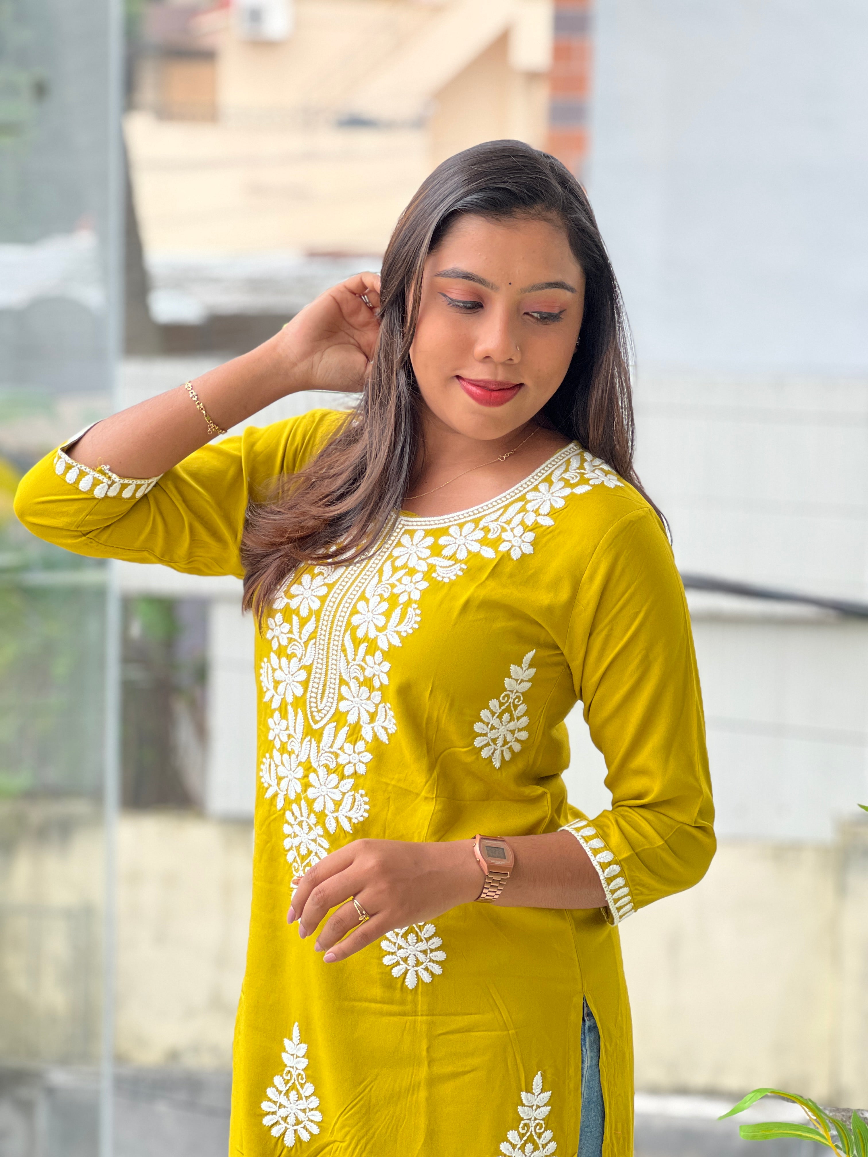 Machine Embroidered Cotton Kurta | FW396