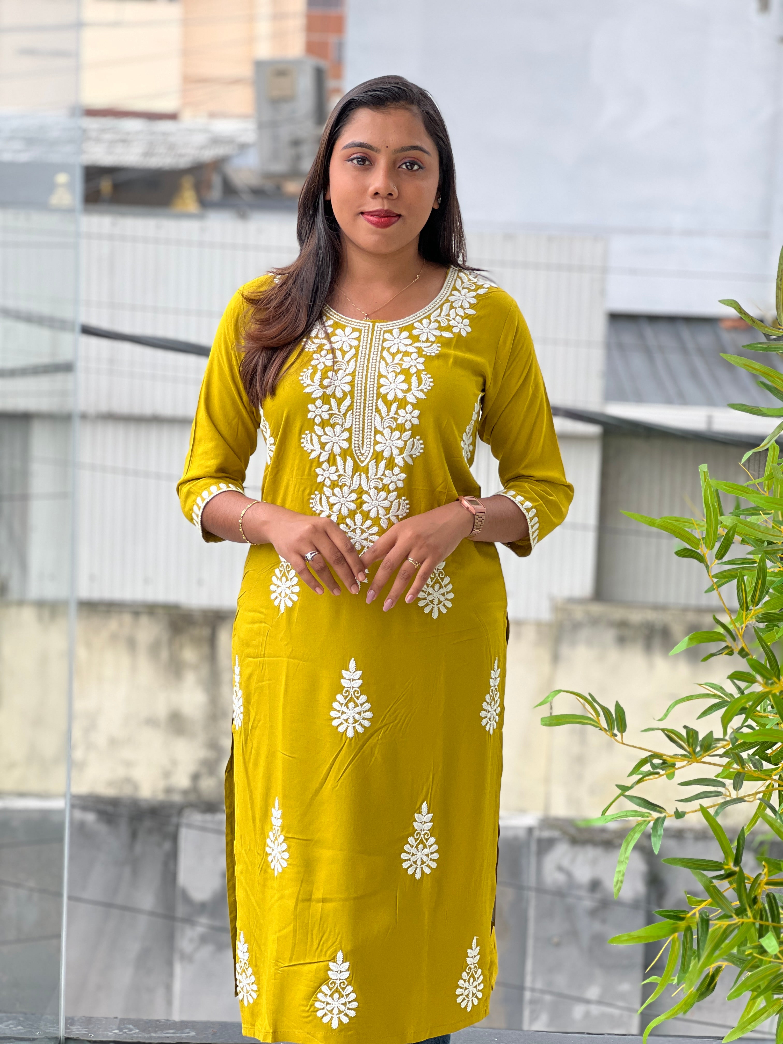 Machine Embroidered Cotton Kurta | FW396
