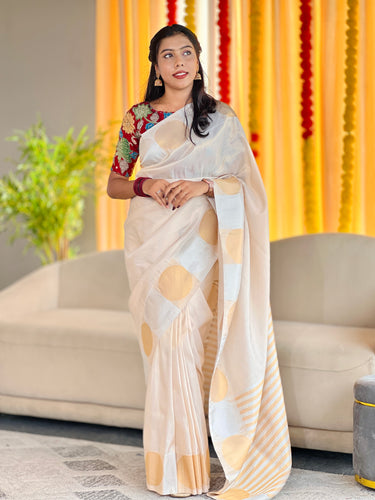 Circular Pattern Tissue Saree | HT103