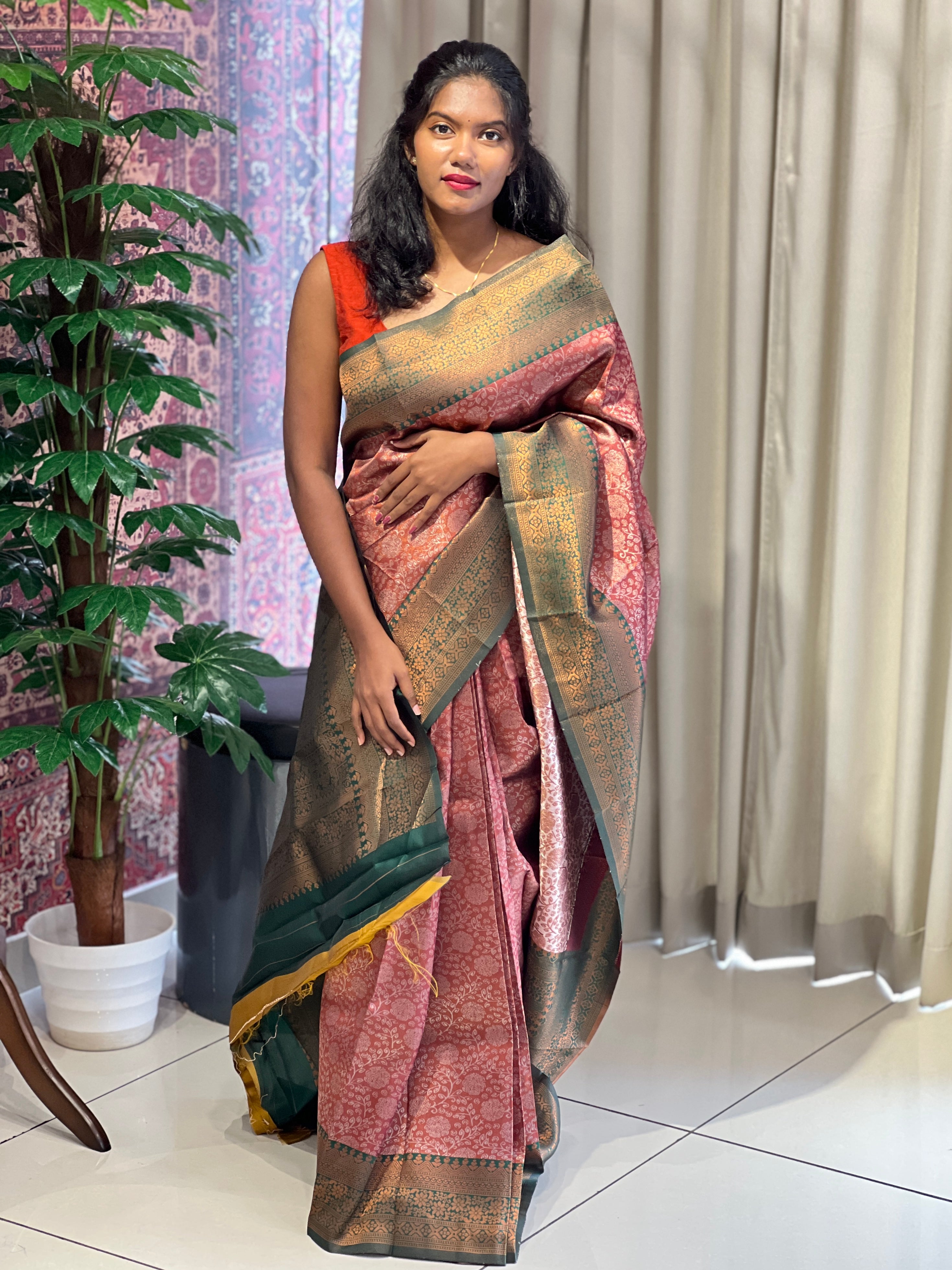 Silver Zari Woven Semi Silk Saree | RMP133