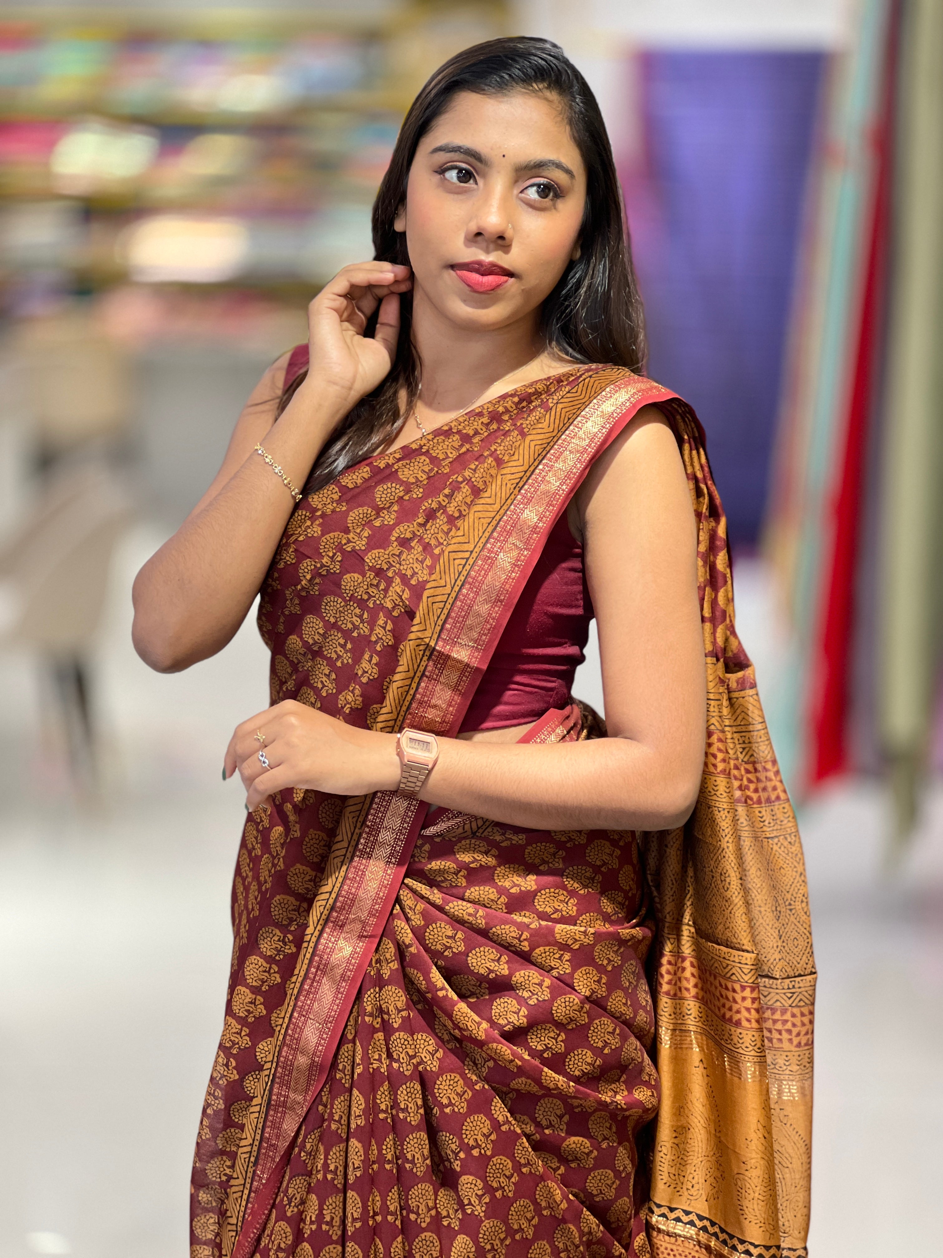 Mangalgiri Border Detailed Chanderi Saree | SVF198