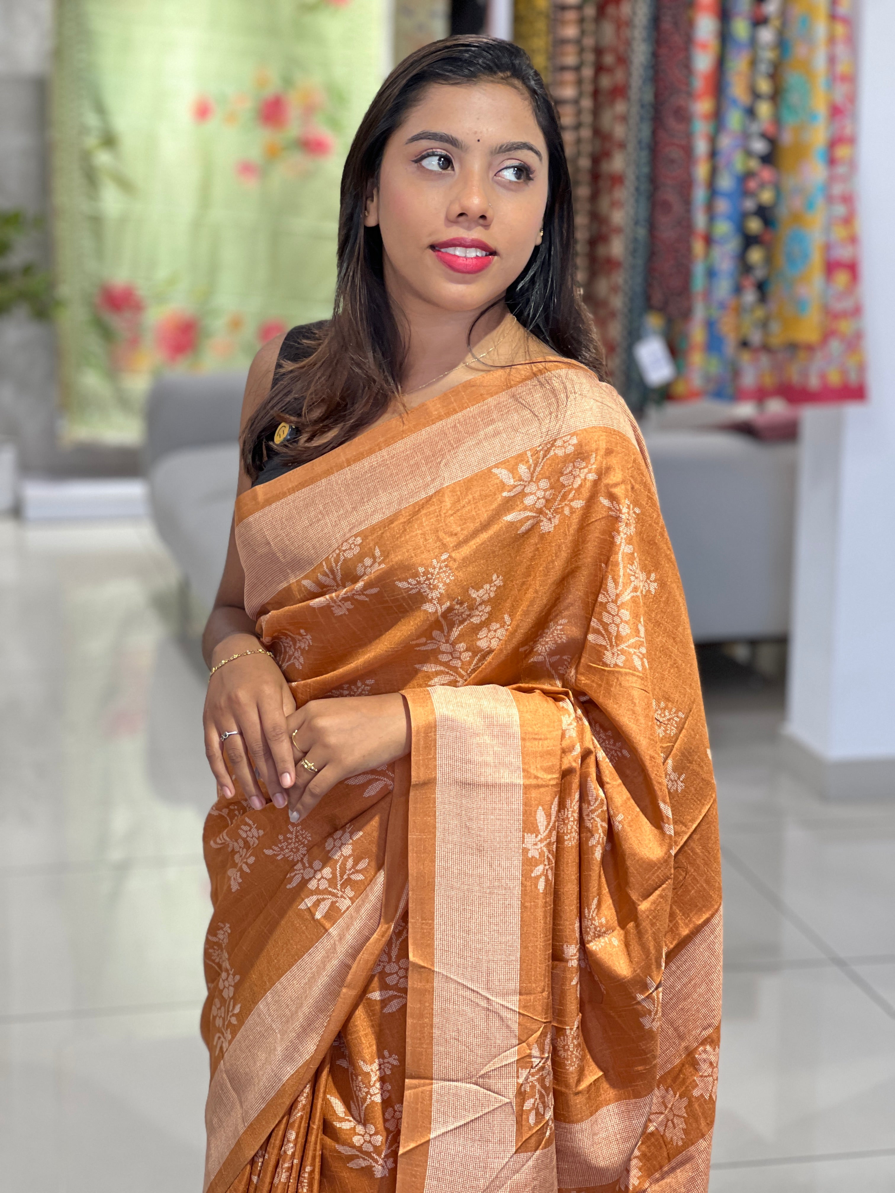 Floral Printed Semi Silk Saree | RMP114