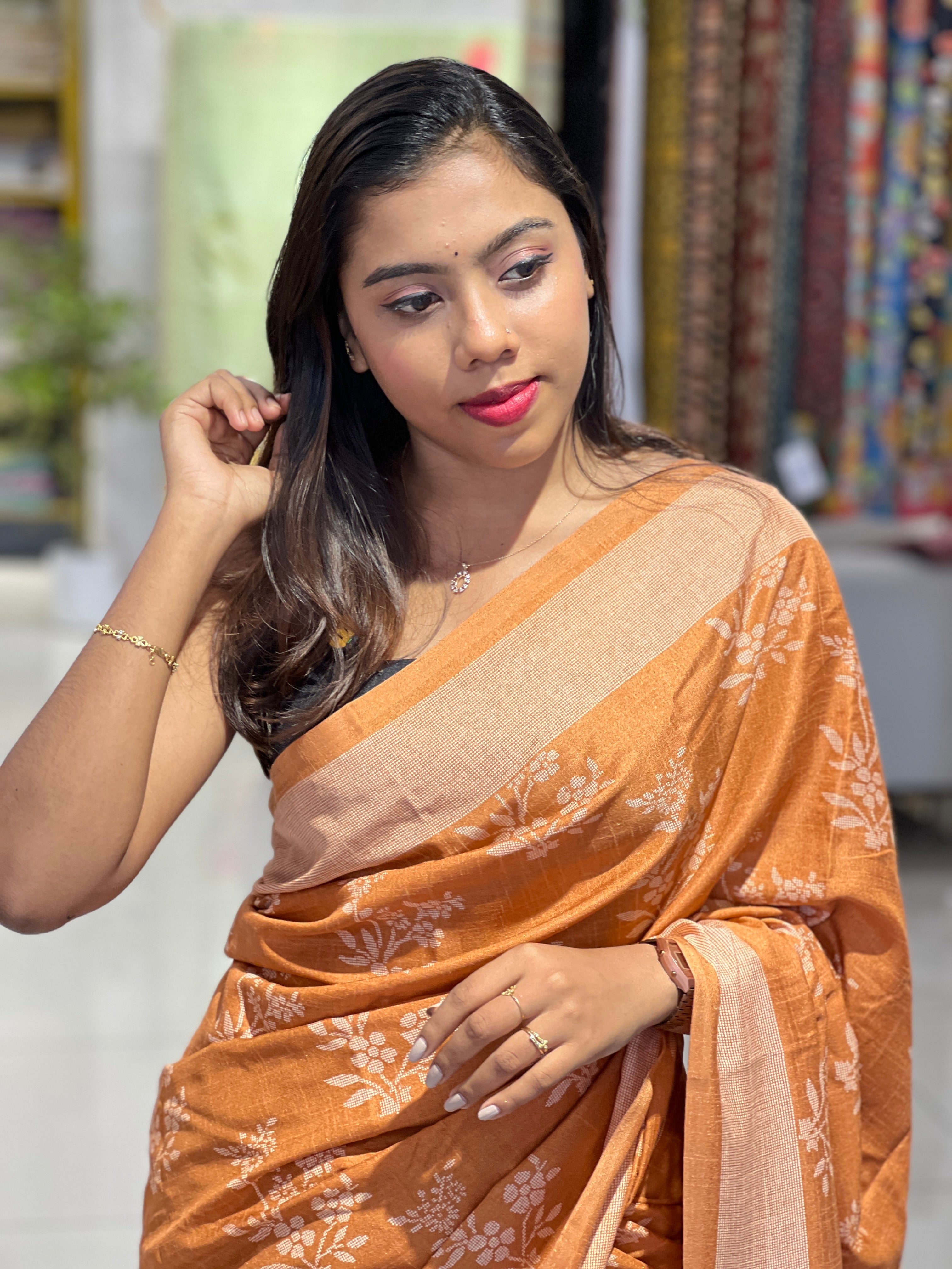 Floral Printed Semi Silk Saree | RMP114