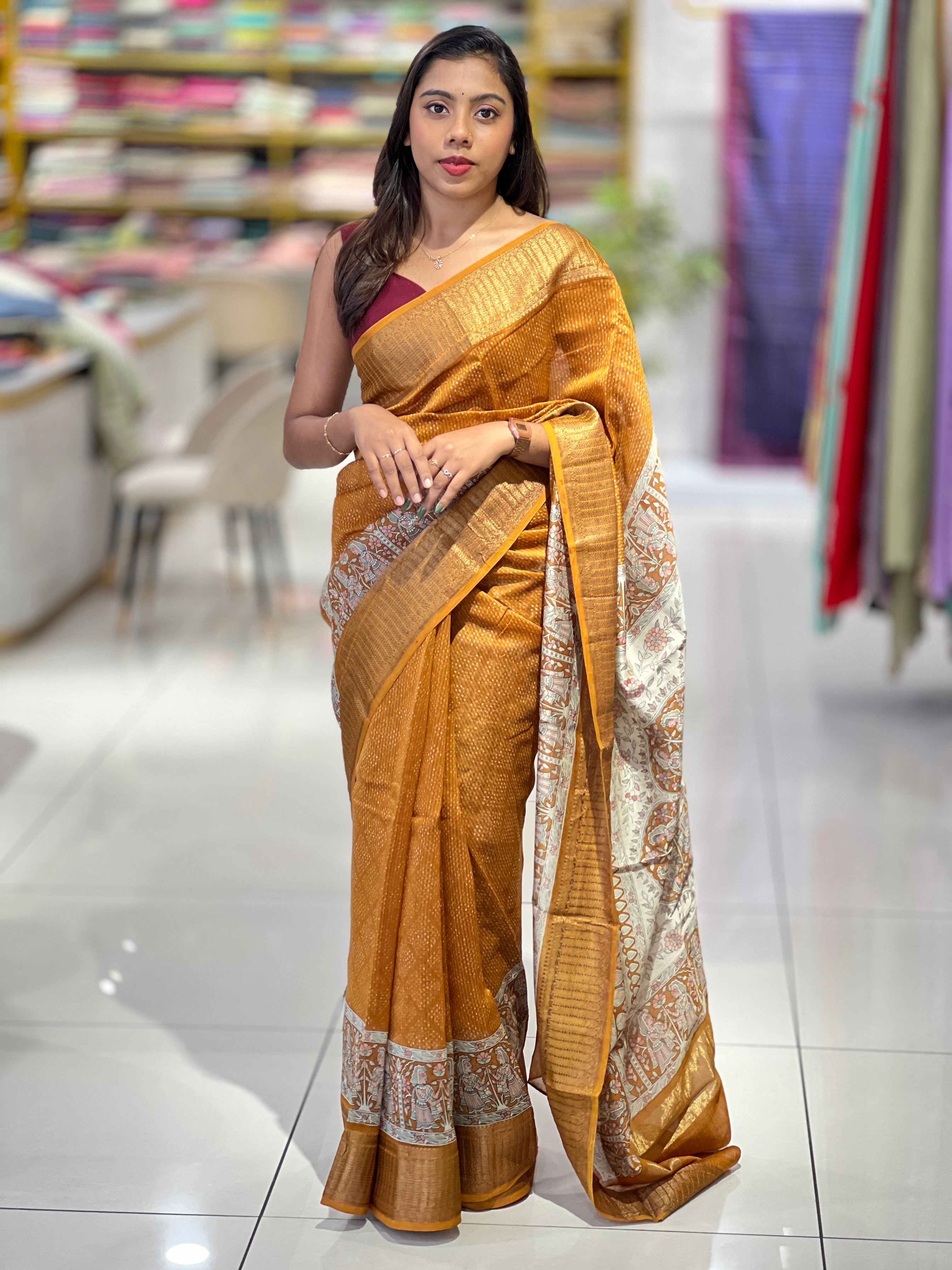 Bandhani Tie And Dye Patterned Chanderi Saree | RGD923R