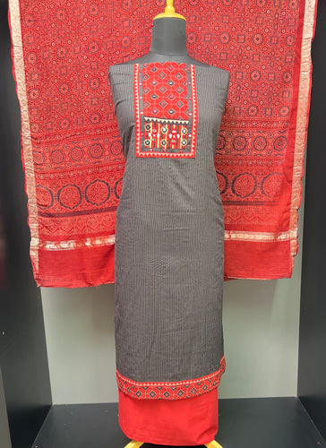 Ajrak Print & Kantha Detailed Cotton Salwar Set | SW2023