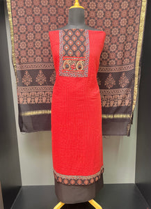 Ajrak Print & Kantha Detailed Cotton Salwar Set | SW2024