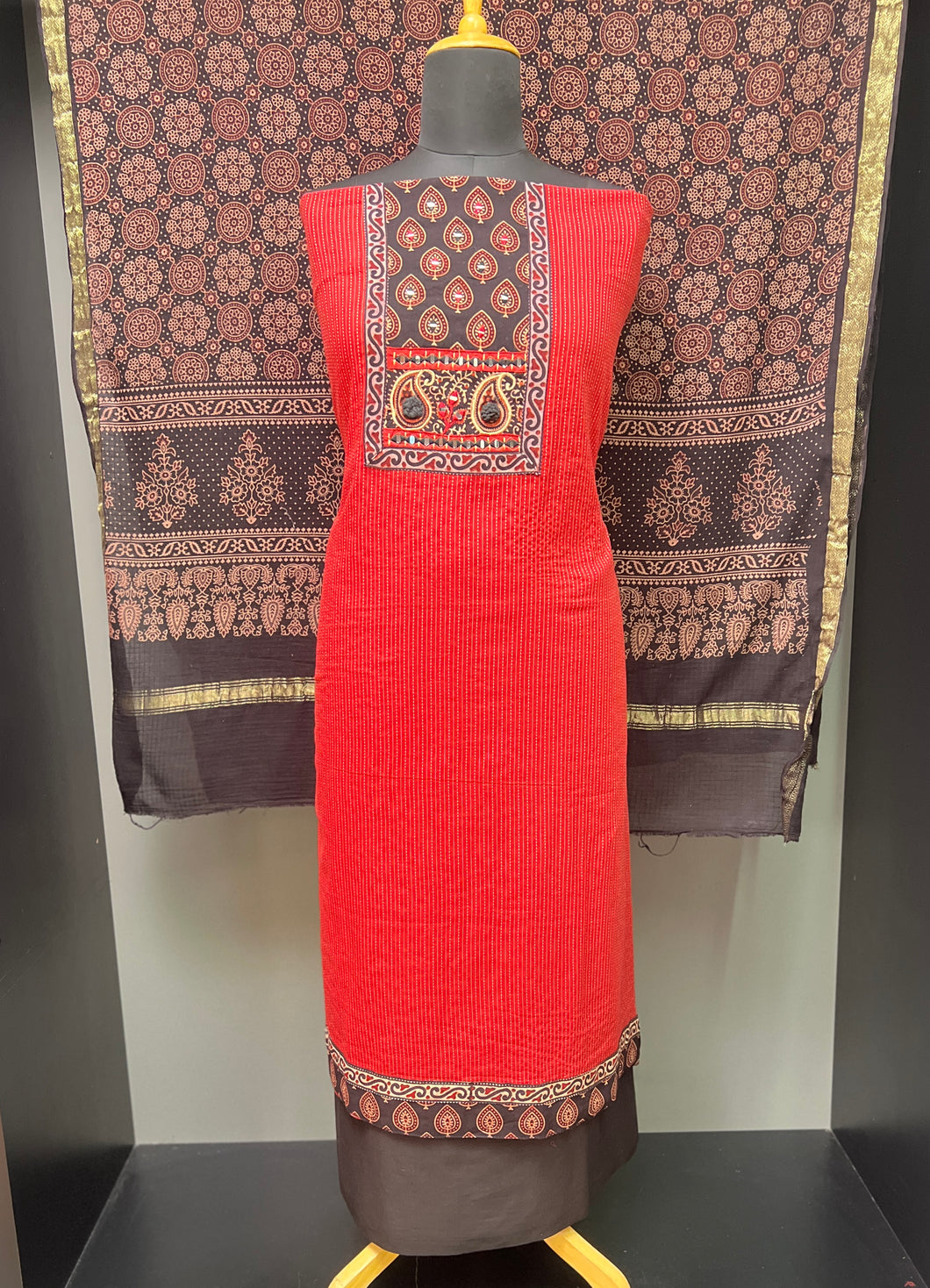 Ajrak Print & Kantha Detailed Cotton Salwar Set | SW2024