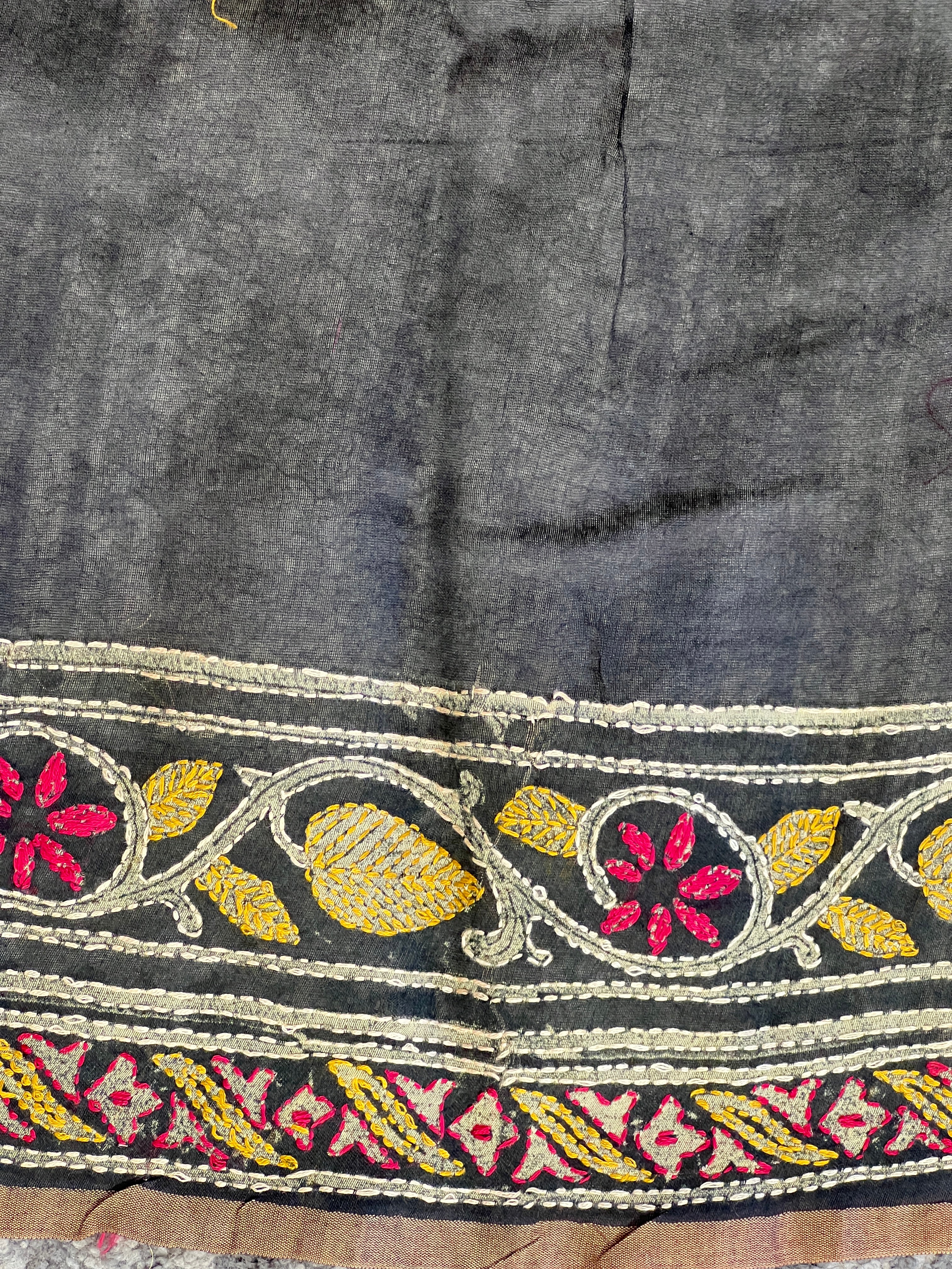 Kantha Embroidery Border Detailed Chanderi Saree | RGD802