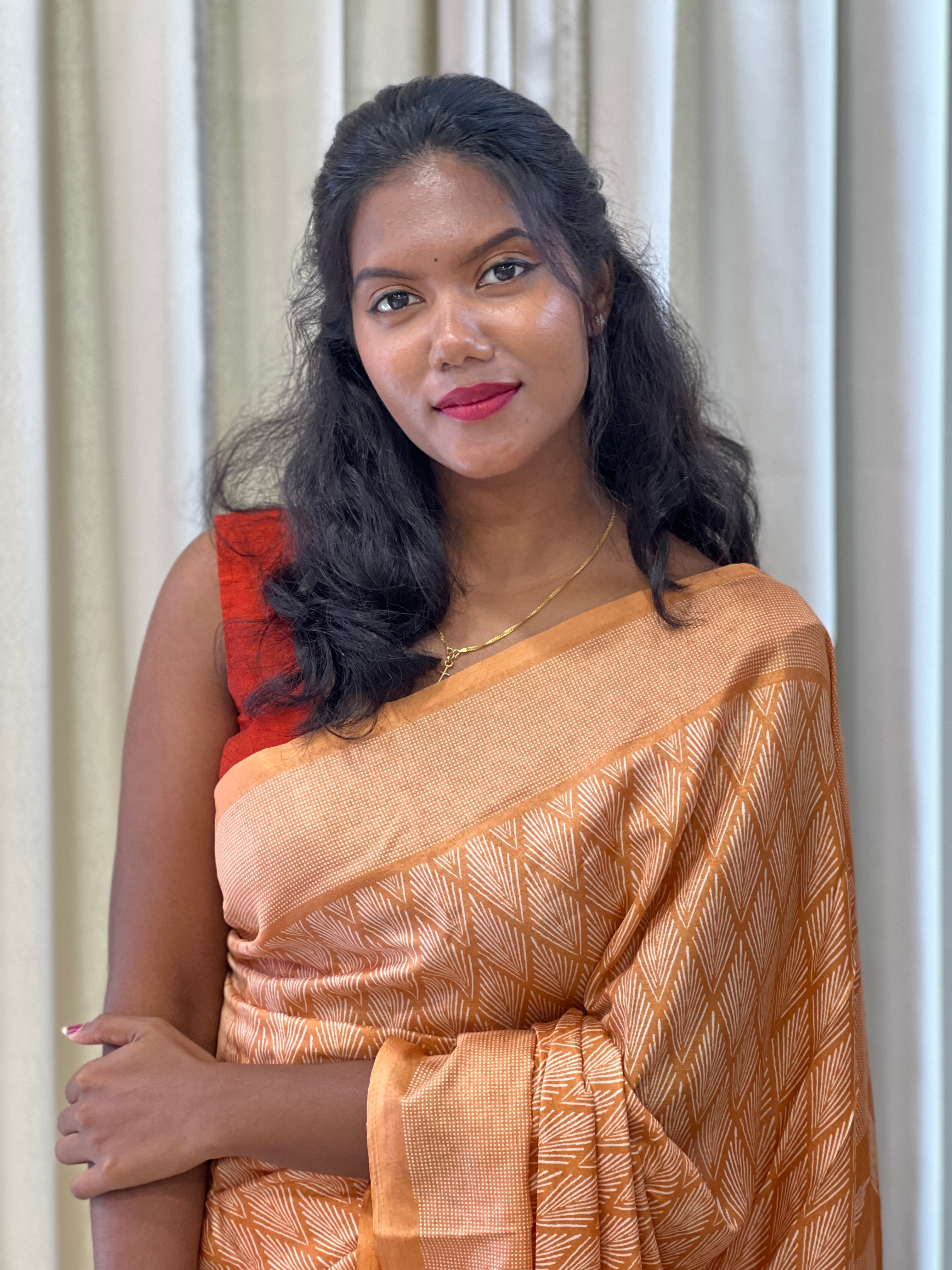 Leaf Print Patterned Semi Silk Saree | RMP110