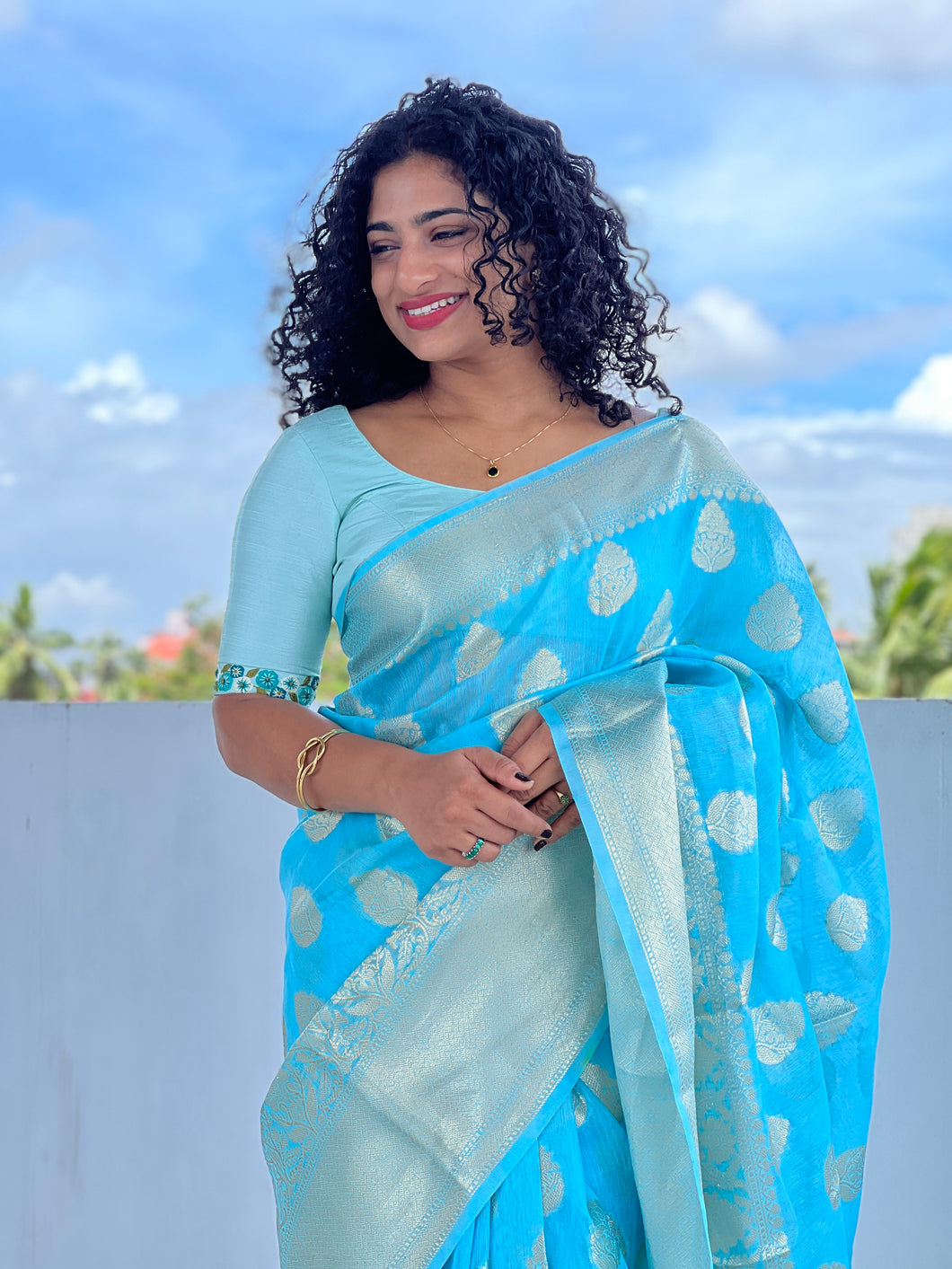 Banarasi Weaving Design Silk Linen Saree | TH103