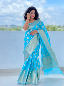 Banarasi Weaving Design Silk Linen Saree | TH103