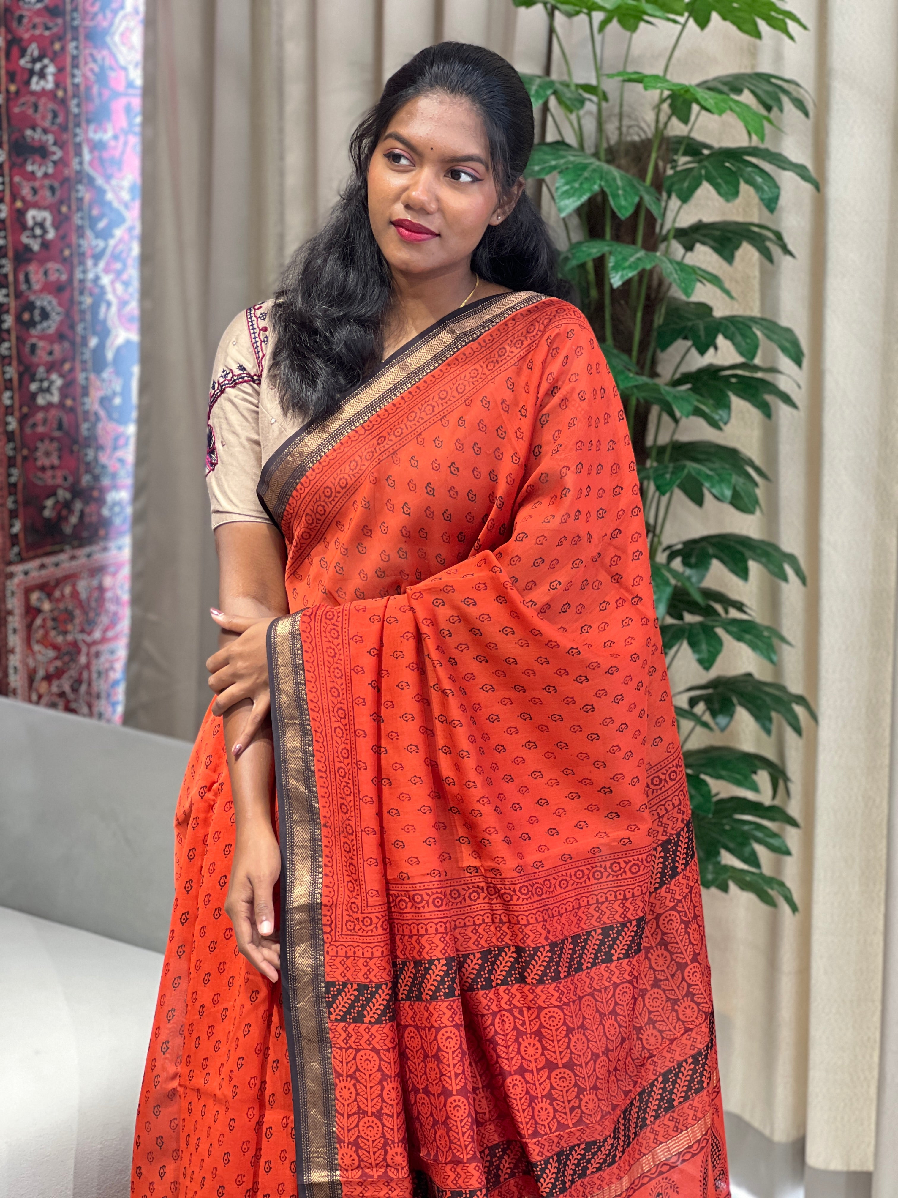 Mangalgiri Border Detailed Chanderi Silk Saree | SVF201