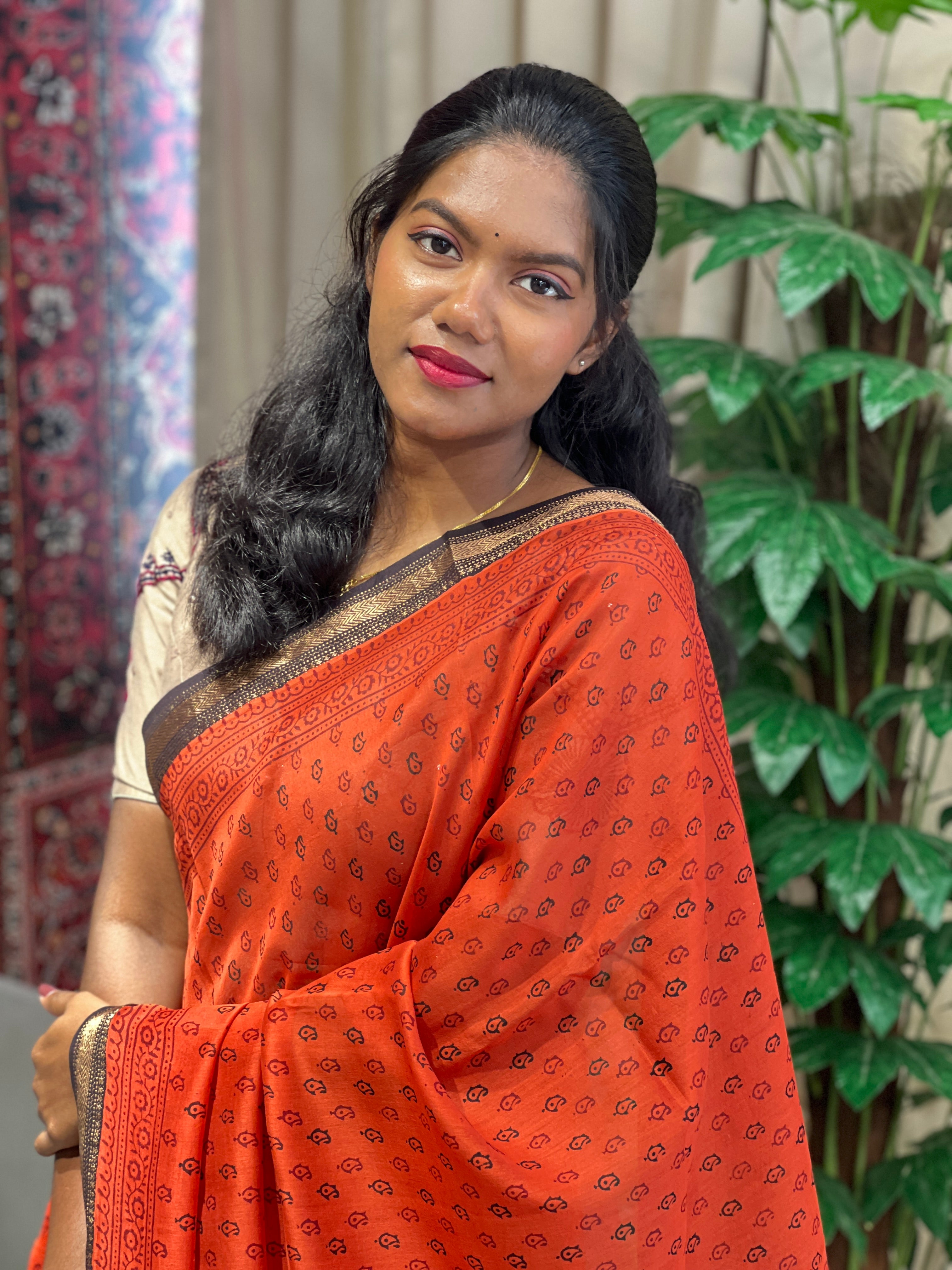 Mangalgiri Border Detailed Chanderi Silk Saree | SVF201