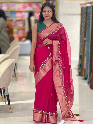 Hand Embroidery Organza Saree | RP639