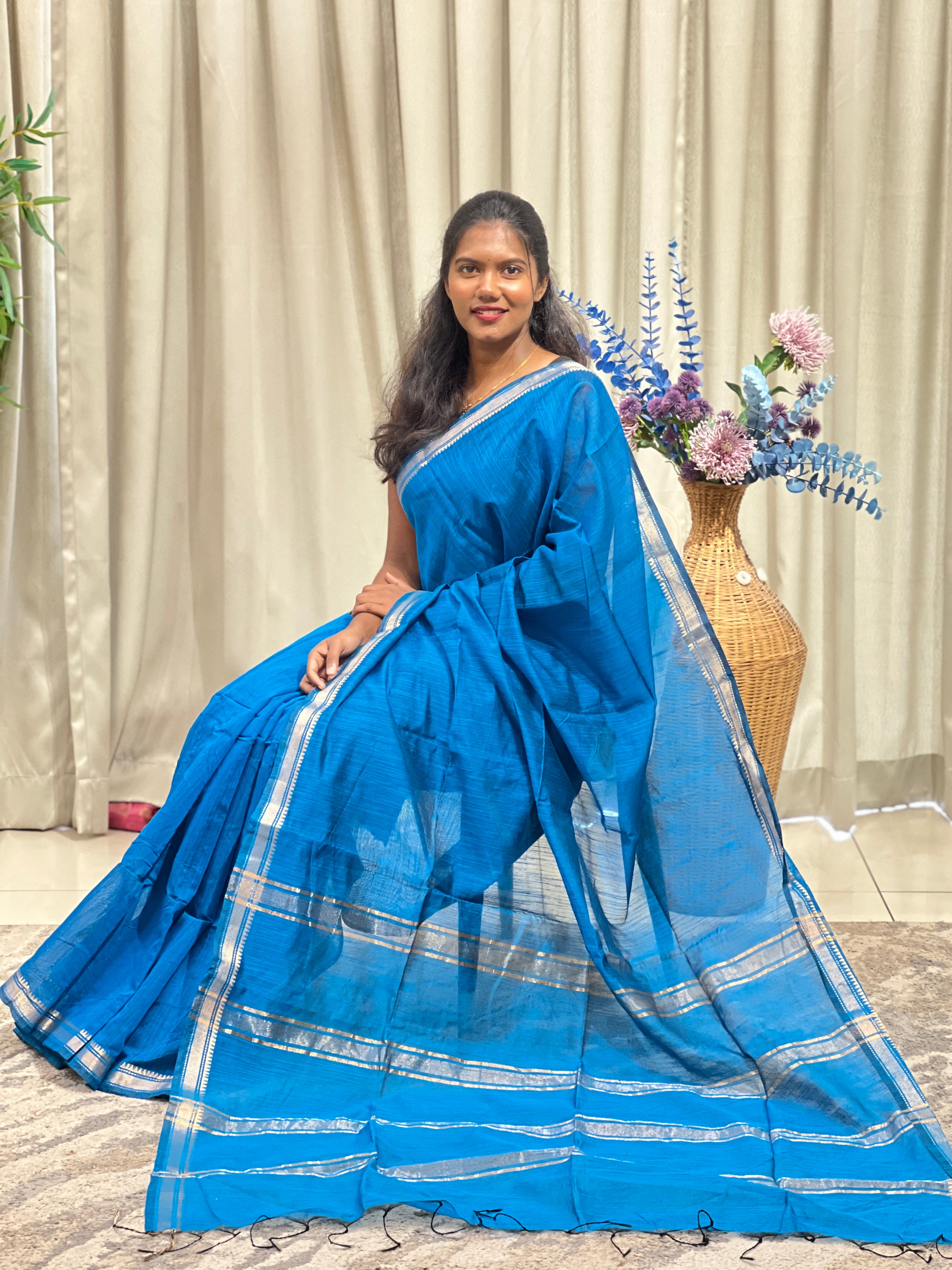 Soild Pattern Staple Cotton Saree | RP872