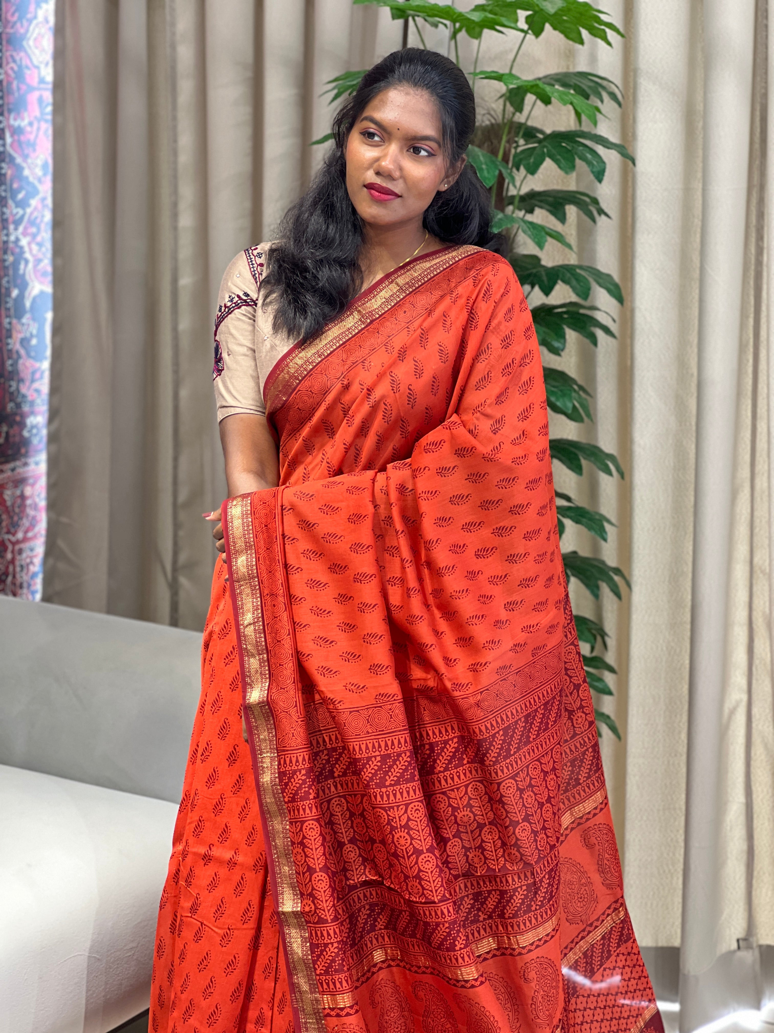 Mangalgiri Border Detailed Chanderi Silk Saree | SVF202