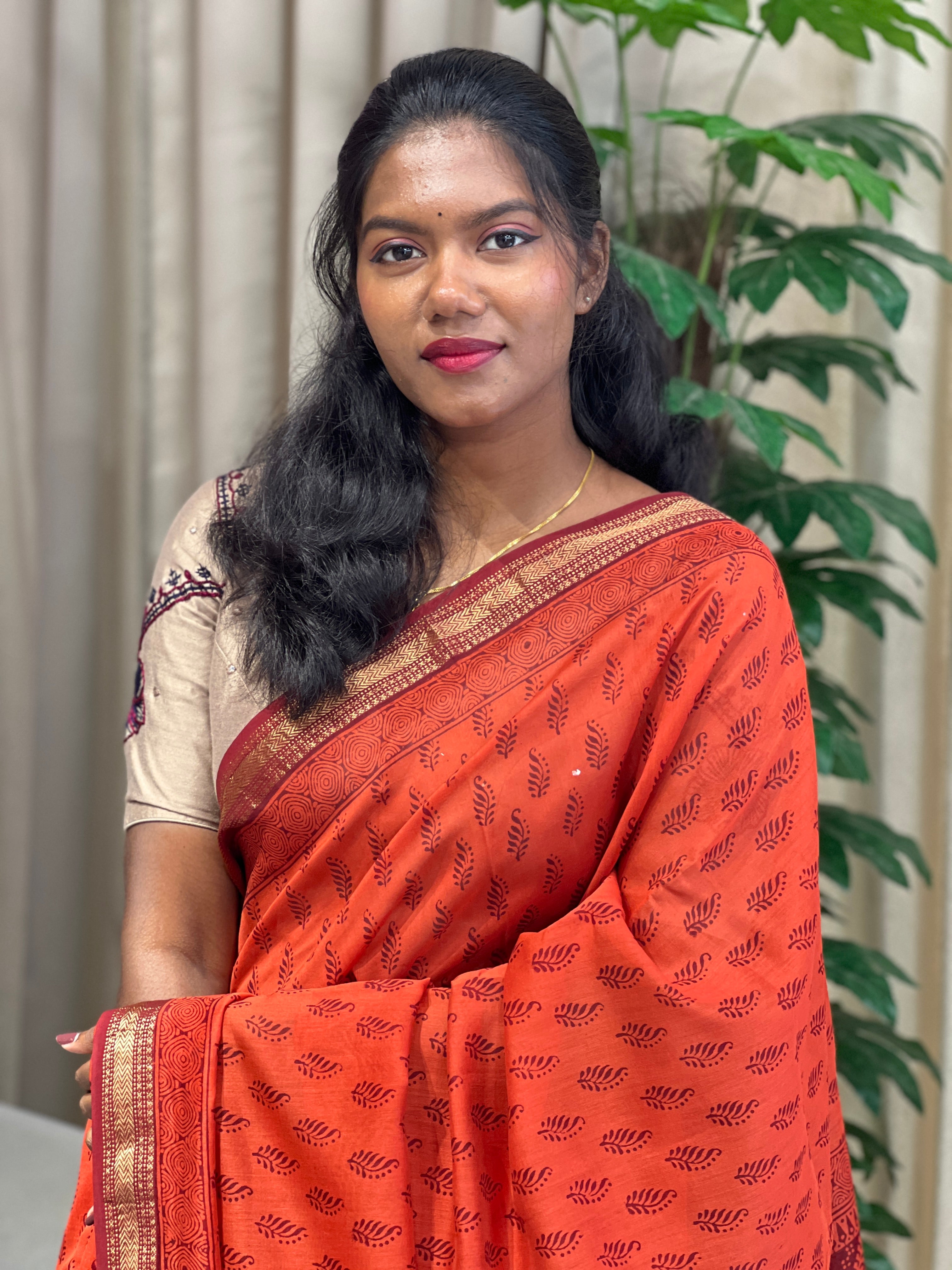 Mangalgiri Border Detailed Chanderi Silk Saree | SVF202