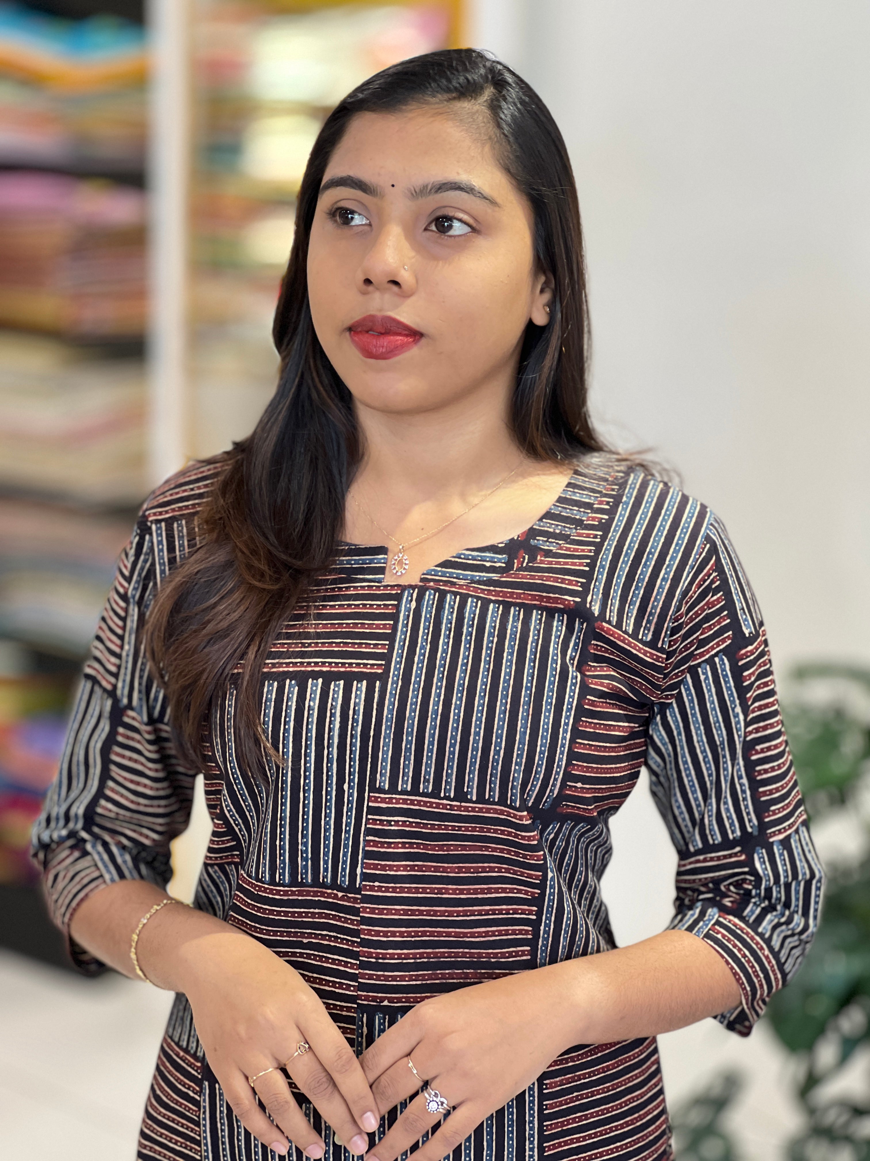 Geometric Printed Cotton Kurta | RMLA153