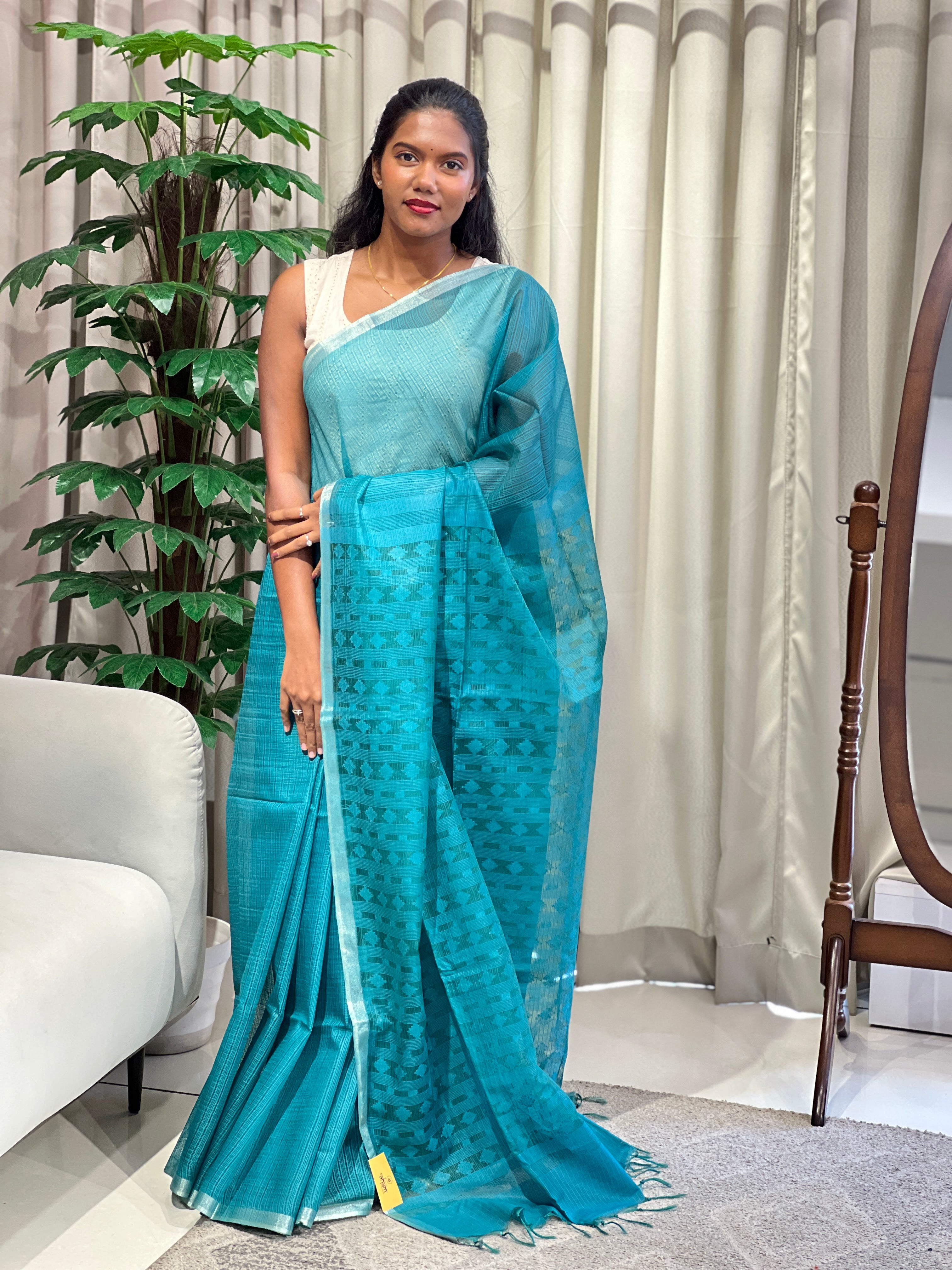 Zari Border Detailed Semi Tussar Saree | PF1232