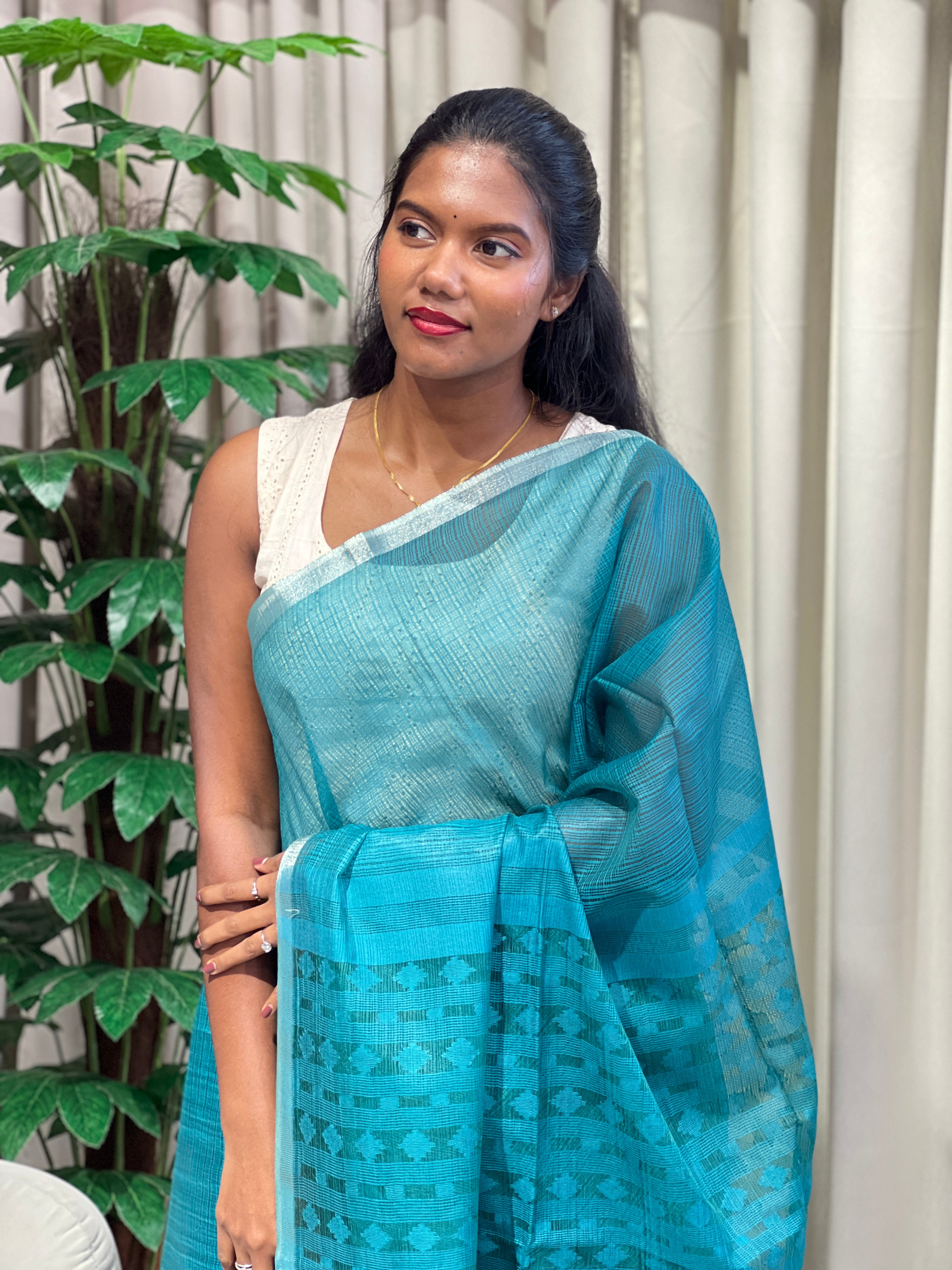 Zari Border Detailed Semi Tussar Saree | PF1232