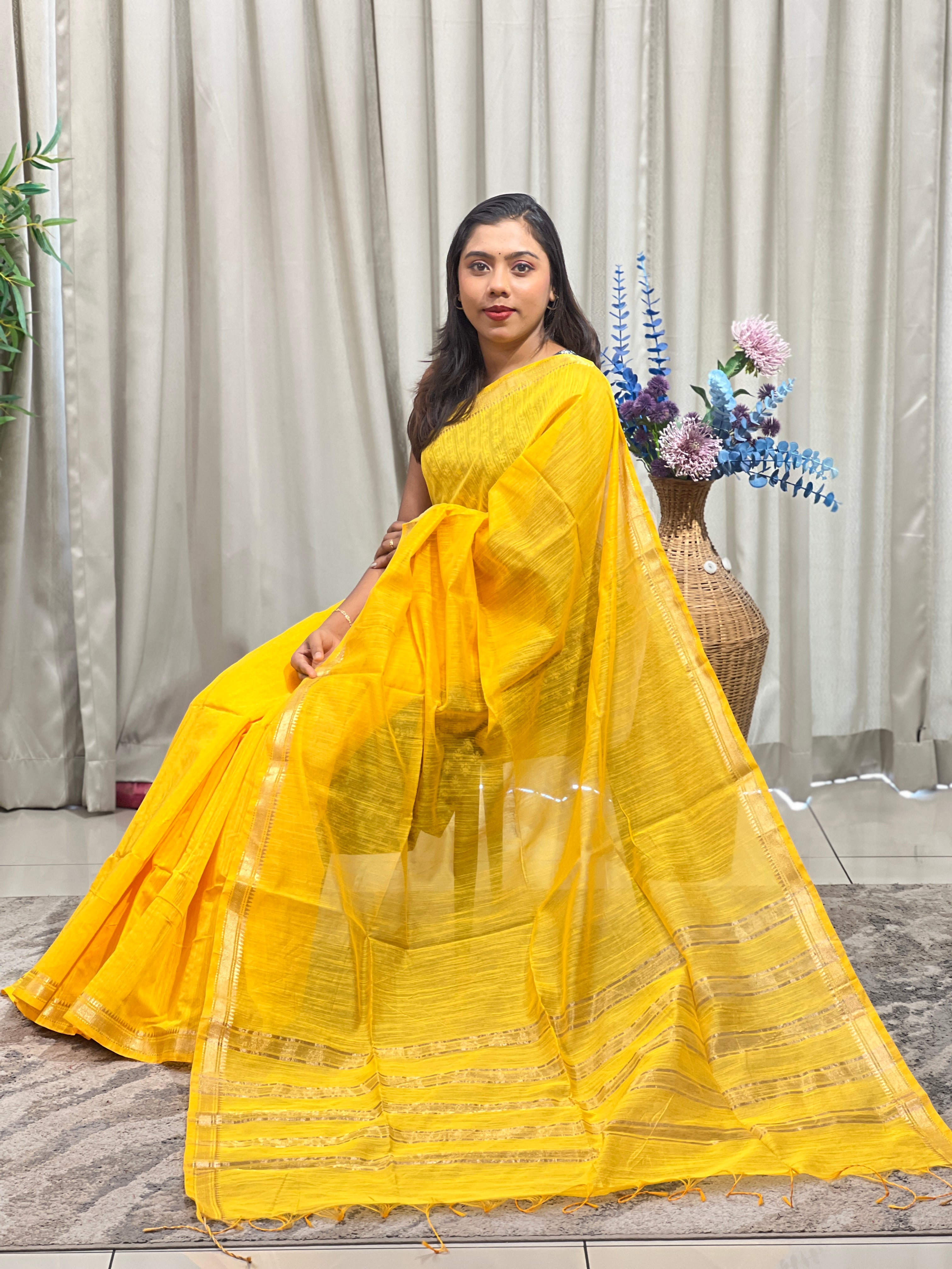 Soild Pattern Staple Cotton Saree | RP873