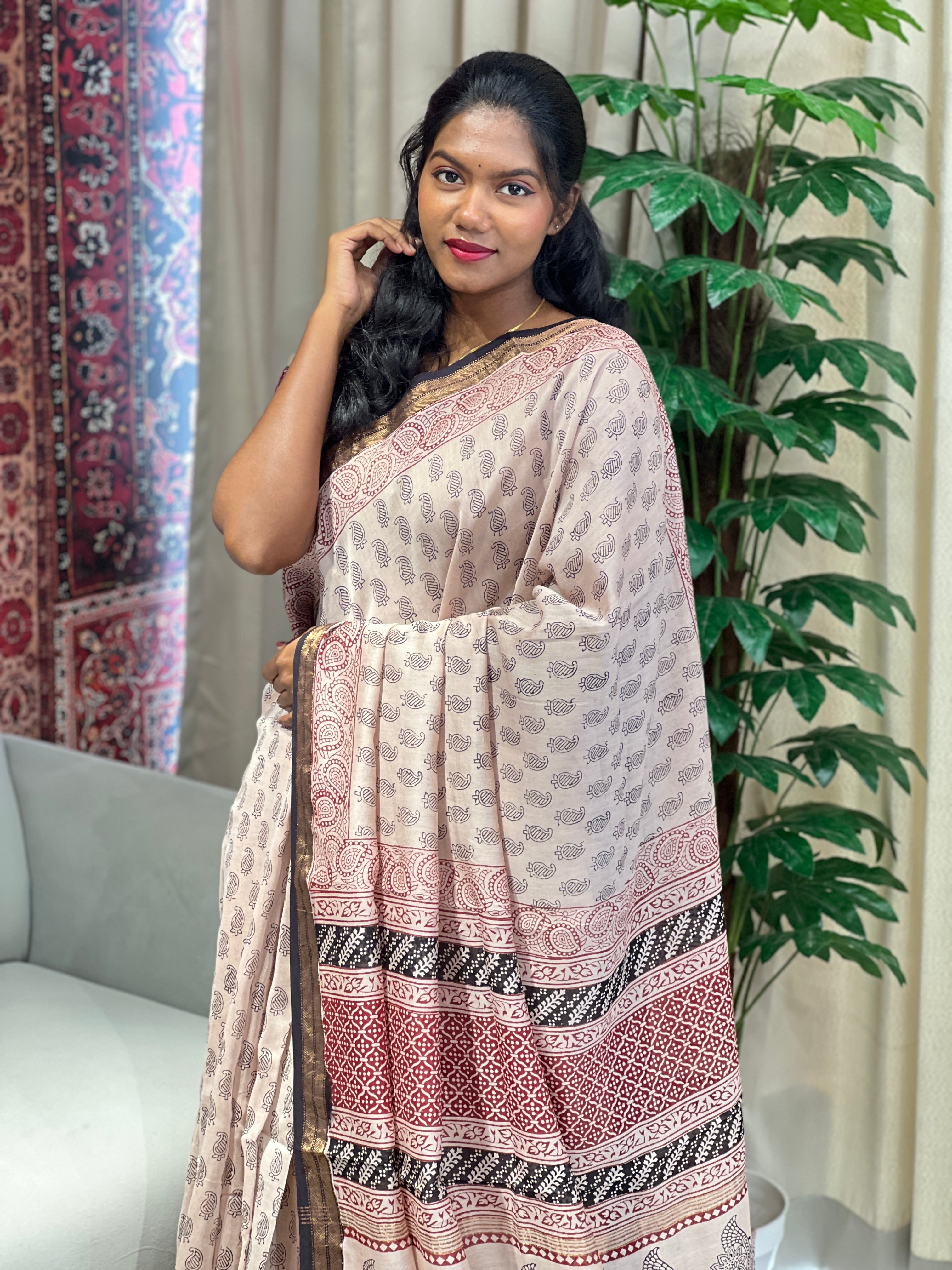 Mangalgiri Border Detailed Chanderi Saree | SVF194