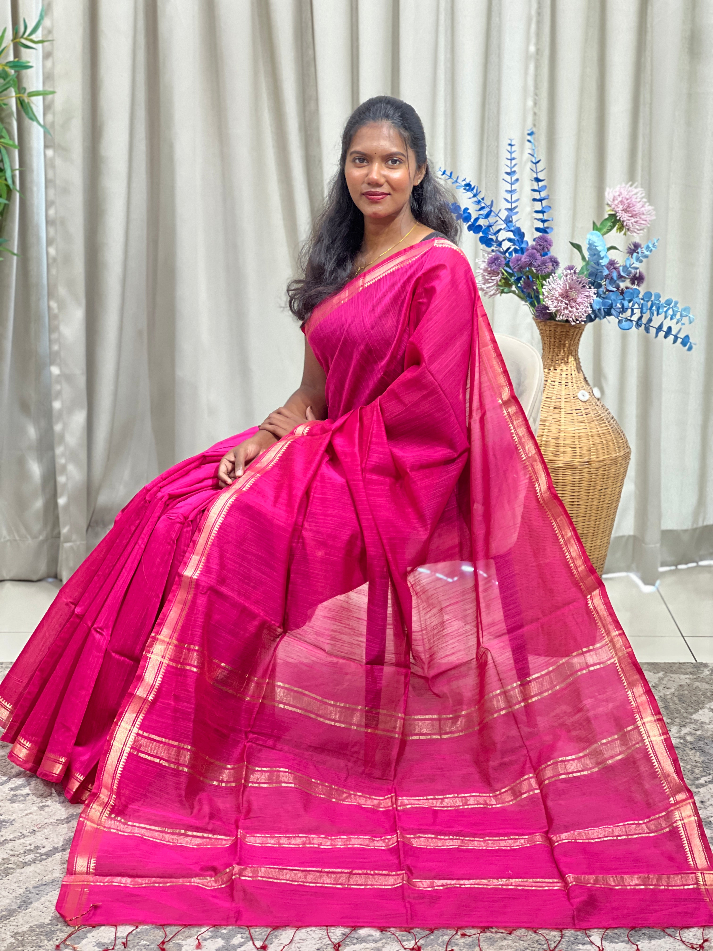 Soild Pattern Staple Cotton Saree | RP874