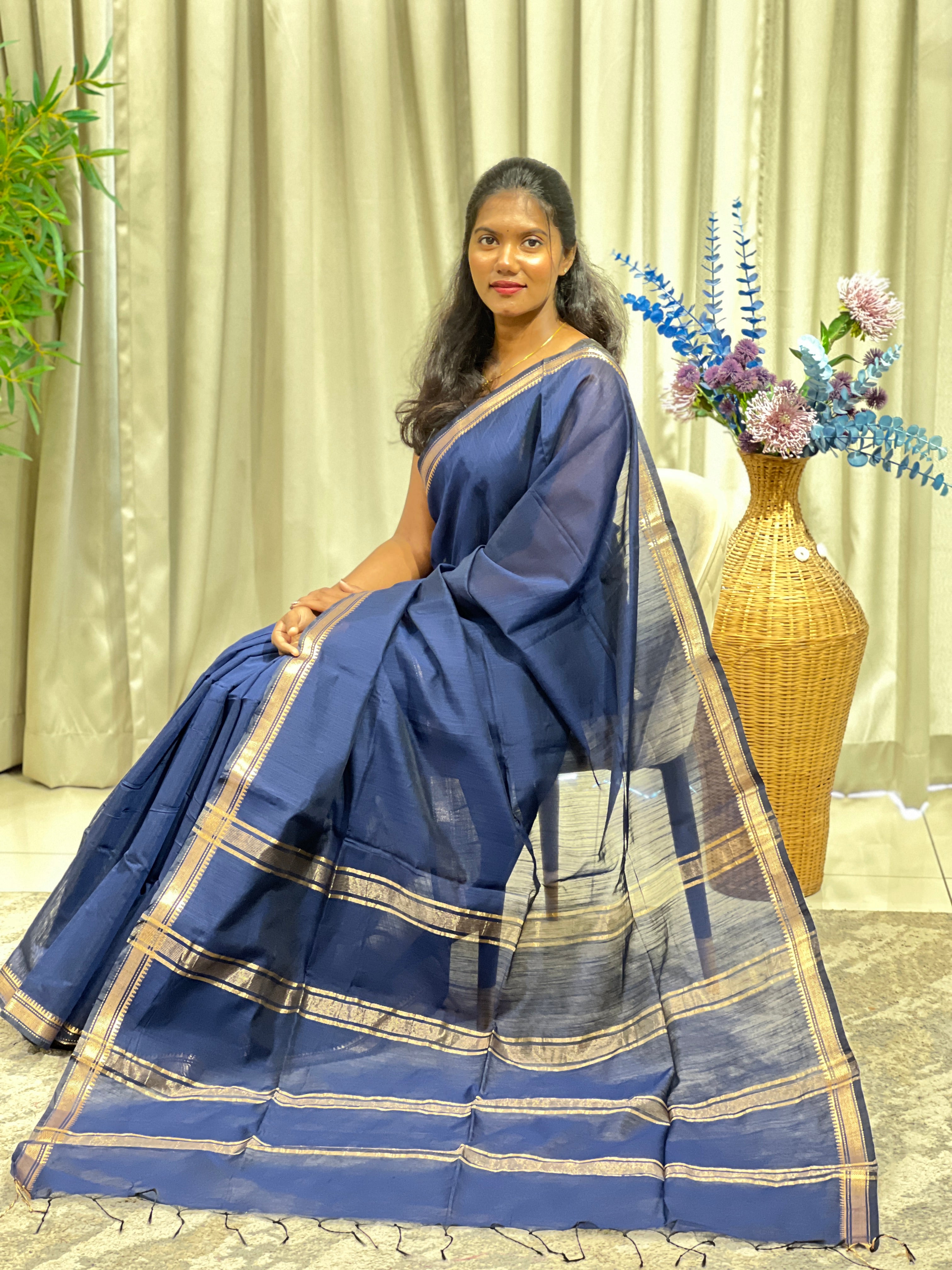 Soild Pattern Staple Cotton Saree | RP870