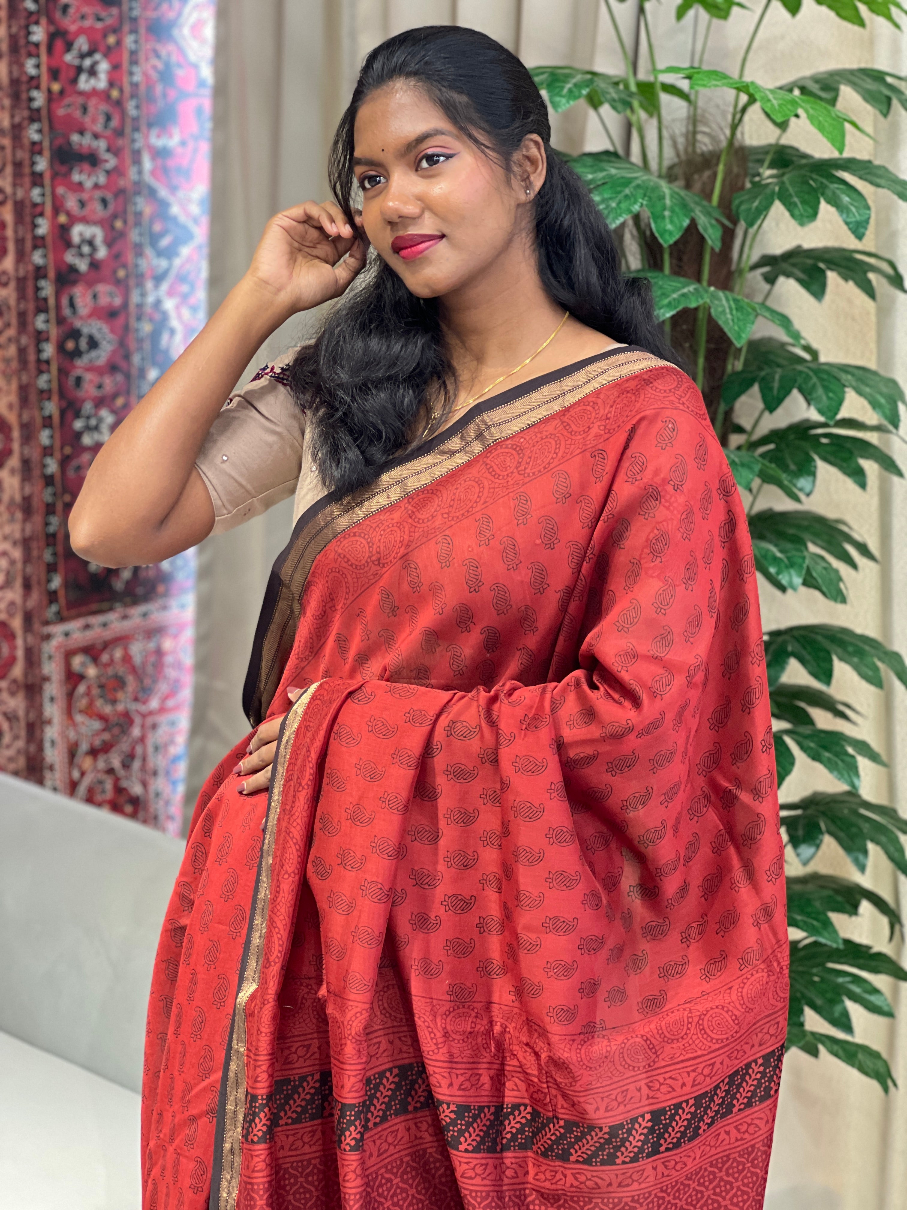 Mangalgiri Border Detailed Chanderi Silk Saree | SVF203