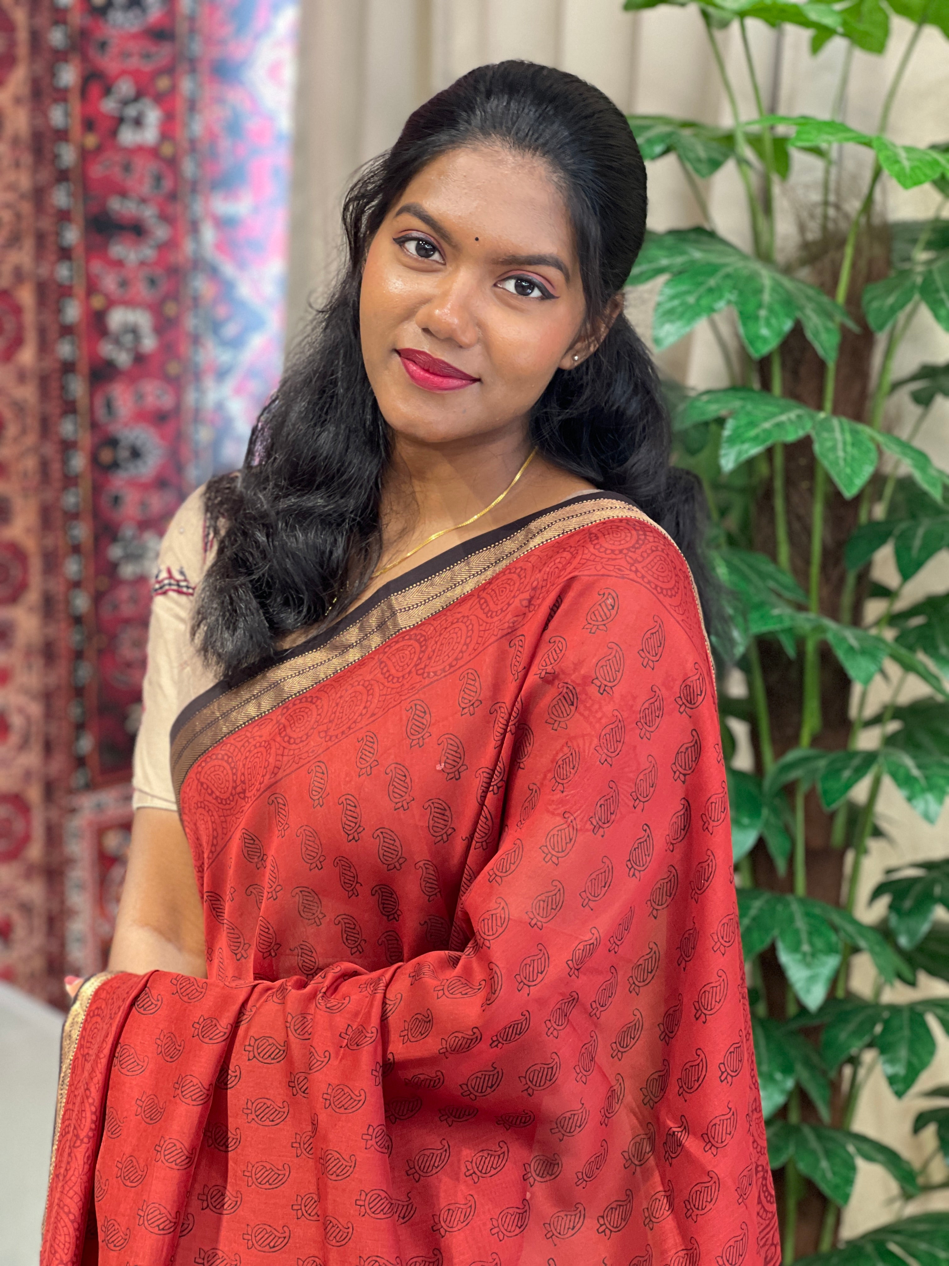 Mangalgiri Border Detailed Chanderi Silk Saree | SVF203