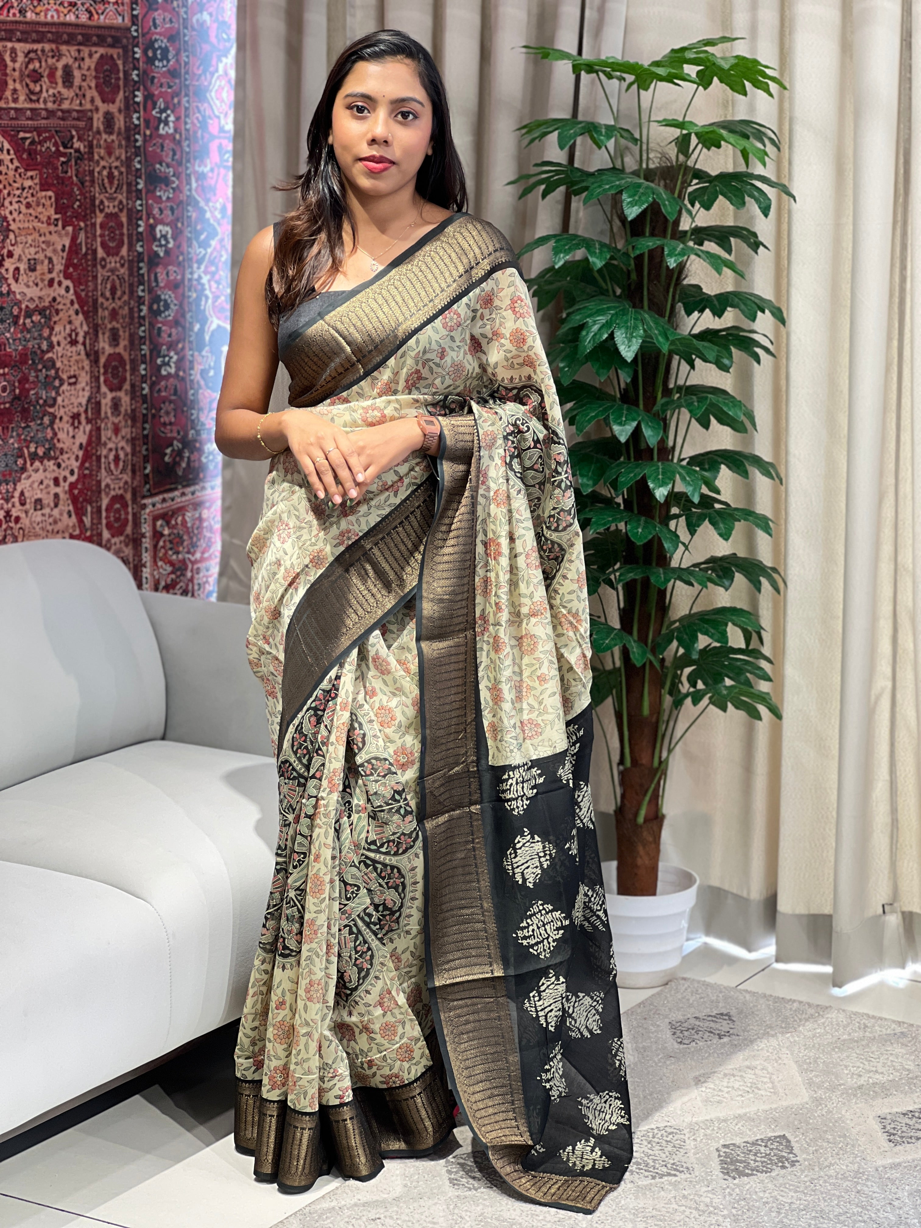 Madhubani Print Patterned Chanderi Saree | RGD938R