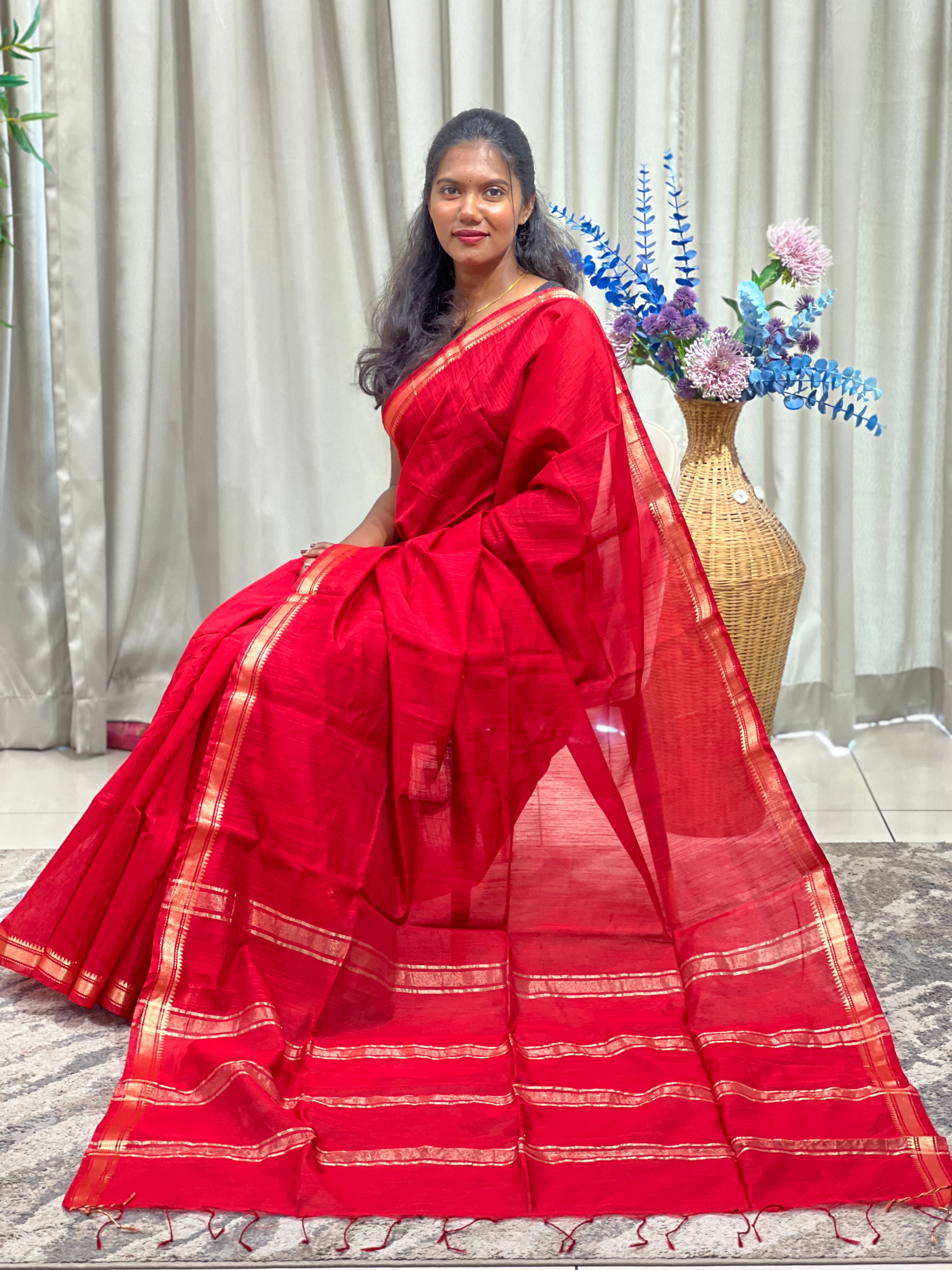 Soild Pattern Staple Cotton Saree | RP871