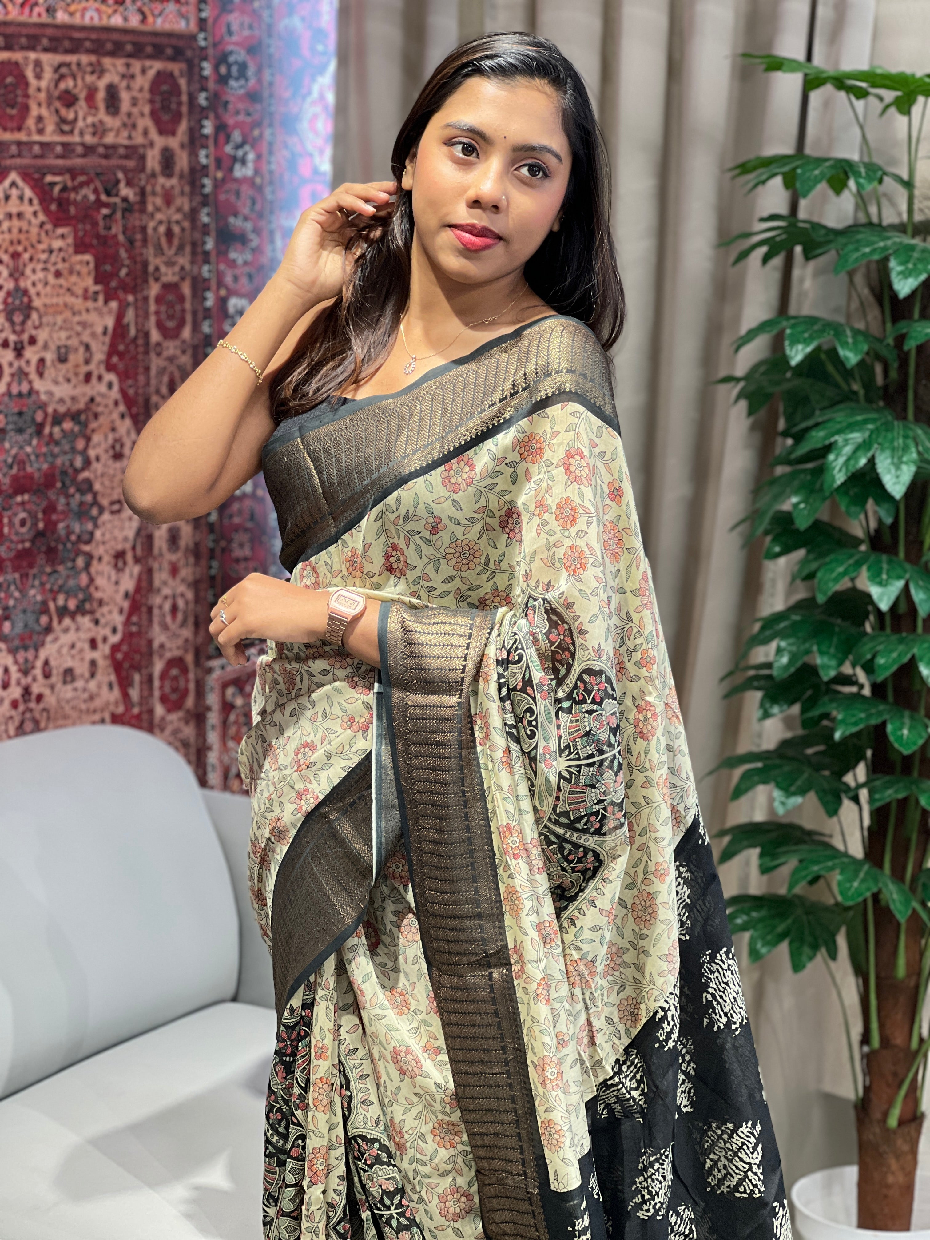 Madhubani Print Patterned Chanderi Saree | RGD938R