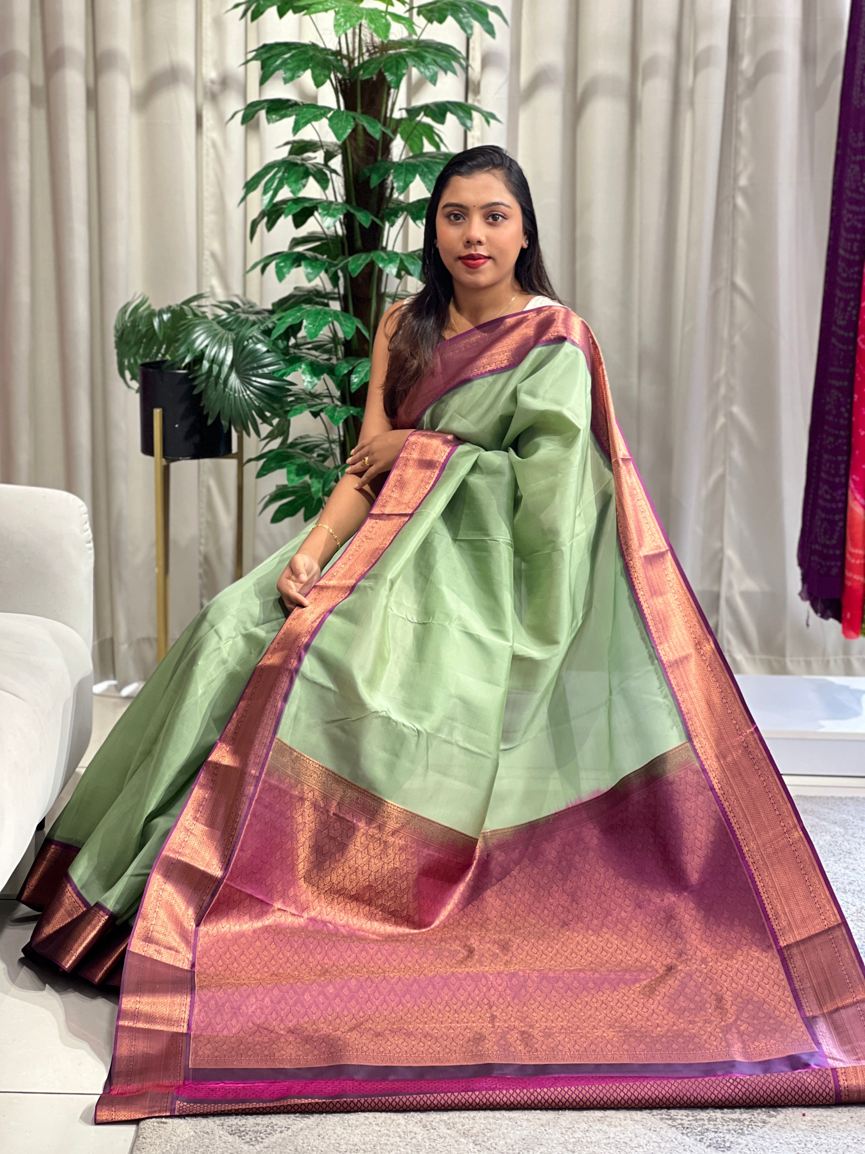 Contrast Pattern Border Soft Silk Saree | RMR137